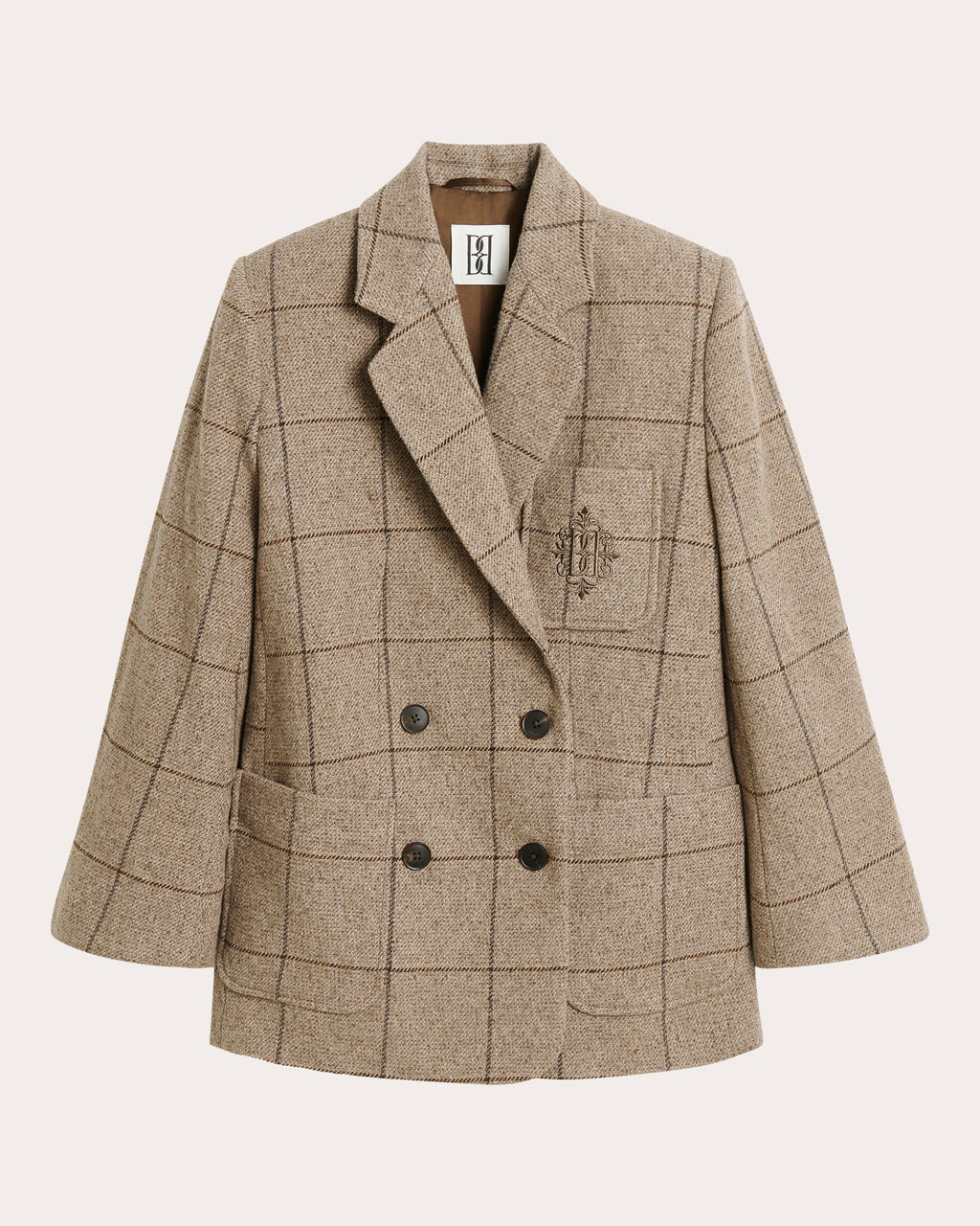 Railey Checked Embroidered Wool-Blend Blazer