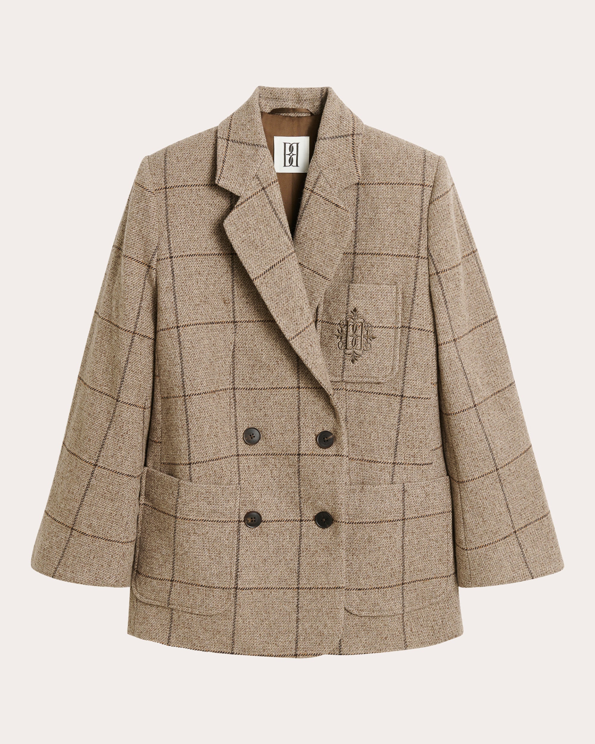 Railey Checked Embroidered Wool-Blend Blazer
