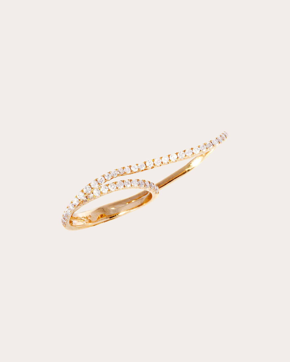 Mega Swirl 18K Gold Diamond Double Dynamite Ring