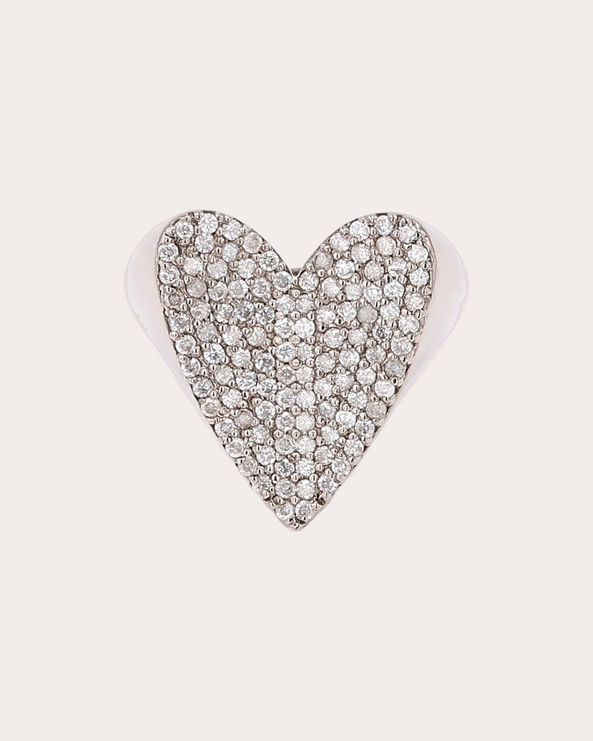 Folded Heart Sterling Silver Diamond Pavé Ring