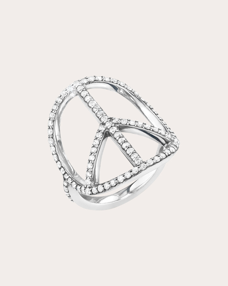 Peace Sterling Silver Diamond Pavé Ring