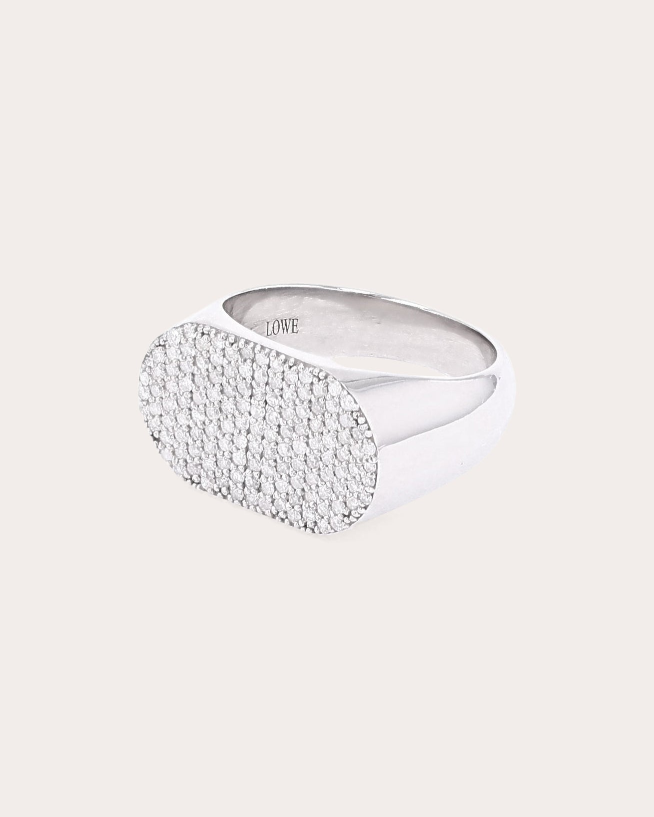 Sterling Silver and Diamond Pavé Signet Ring