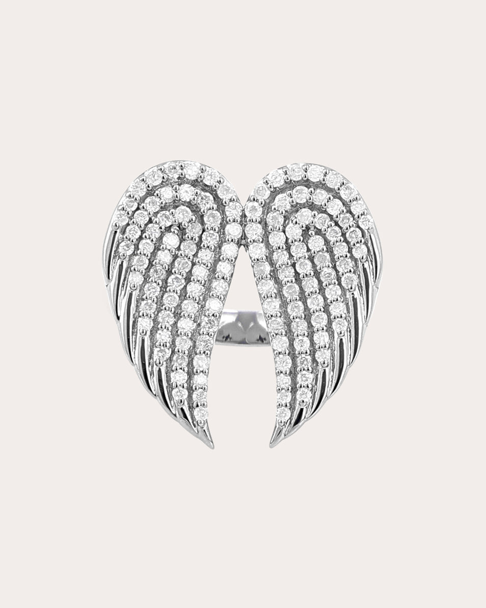 Sterling Silver and Diamond Angel Wing Ring