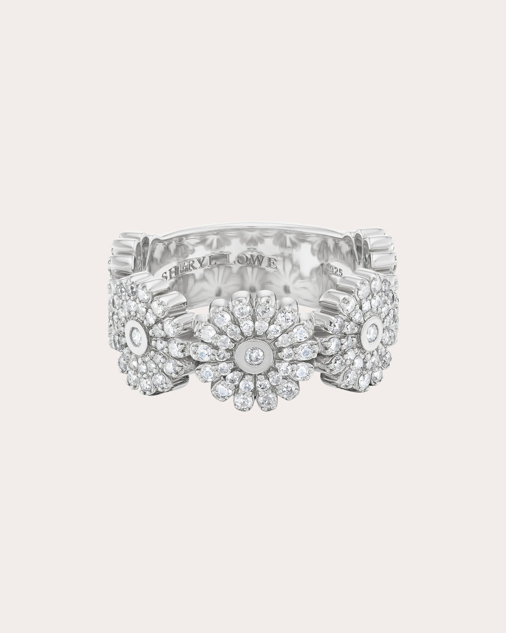 Sterling Silver and Diamond Pavé Daisy Ring
