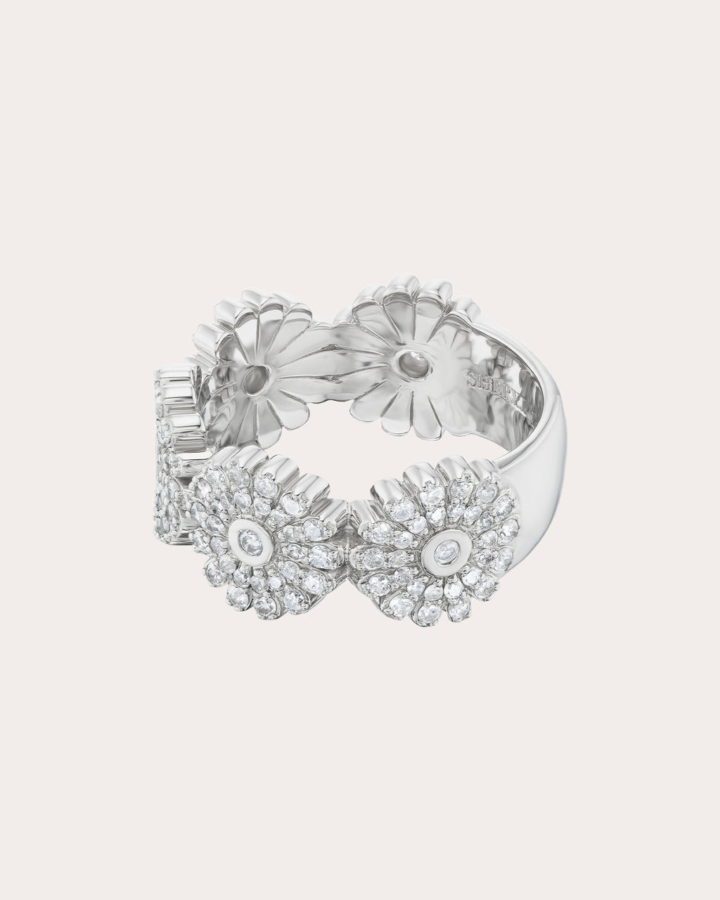 Sterling Silver and Diamond Pavé Daisy Ring