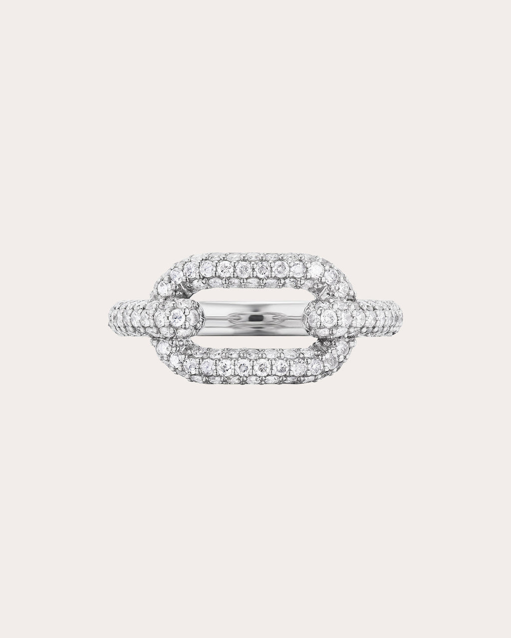 Sterling Silver and Diamond Curved Paperclip Ring