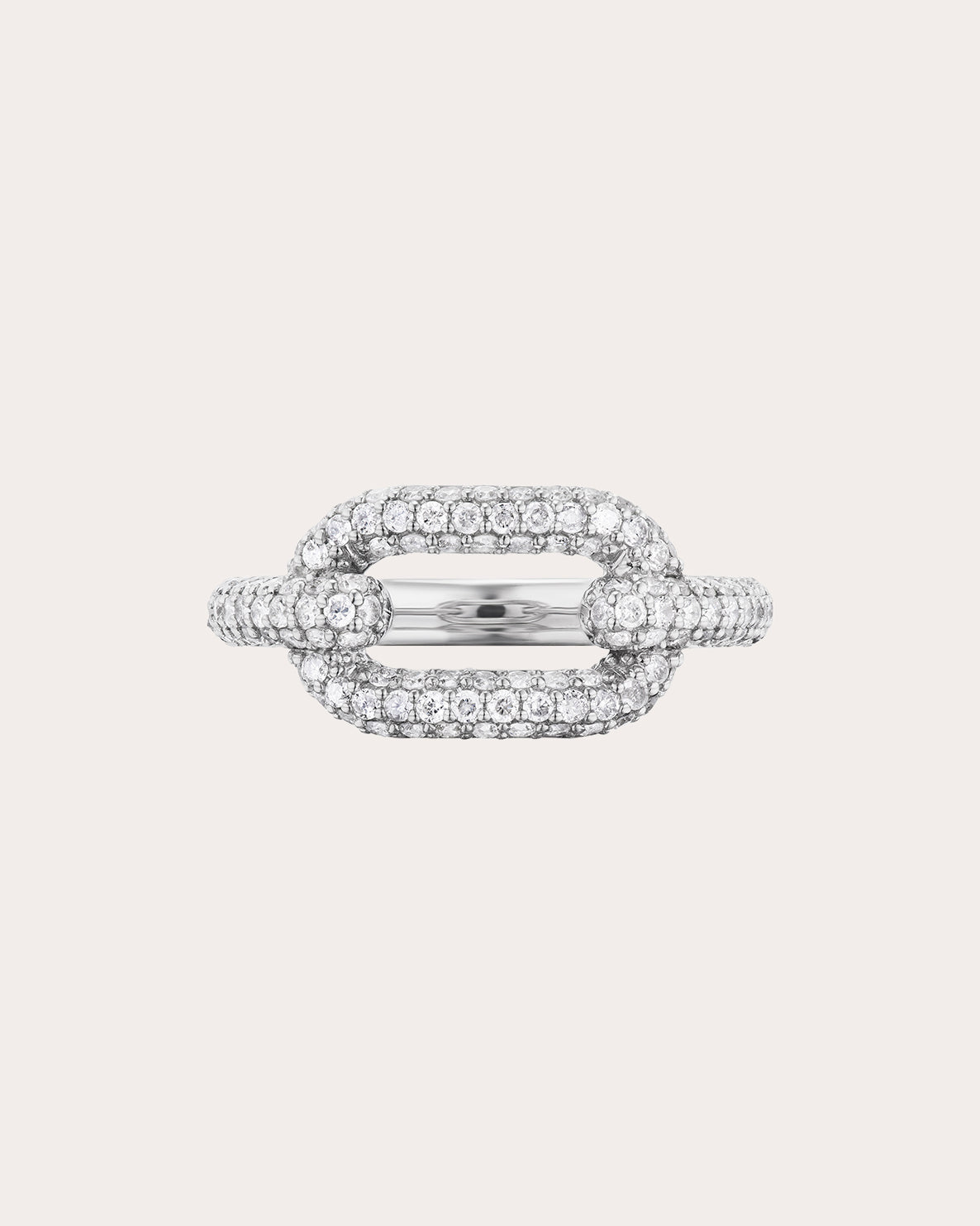 Sterling Silver and Diamond Curved Paperclip Ring