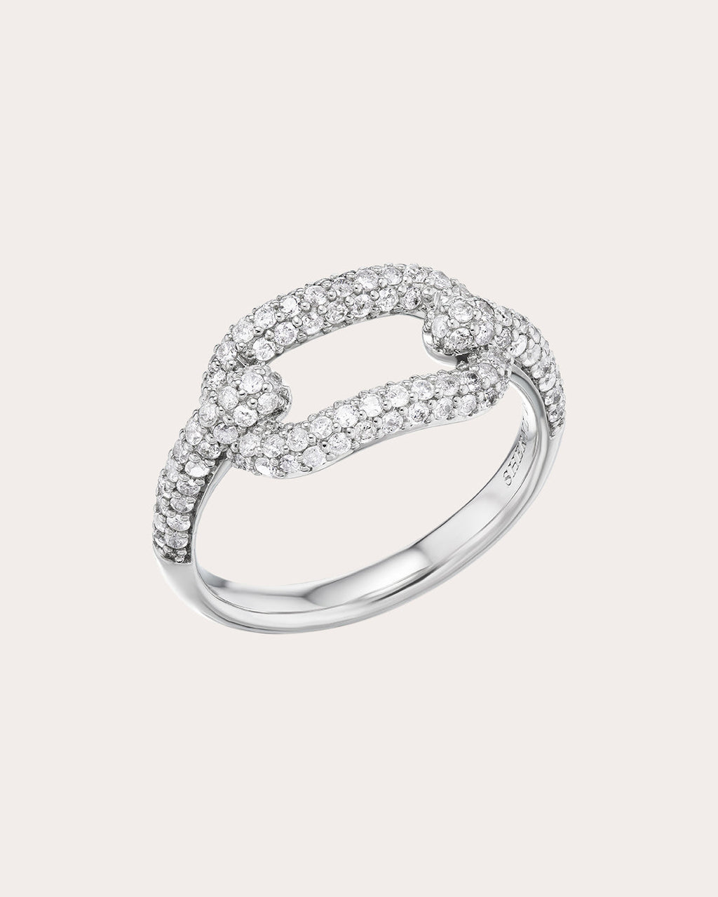 Sterling Silver and Diamond Curved Paperclip Ring