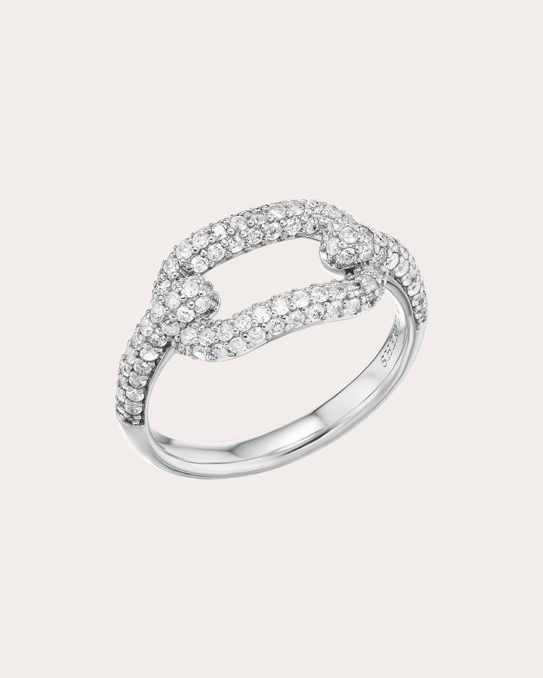 Sterling Silver and Diamond Curved Paperclip Ring