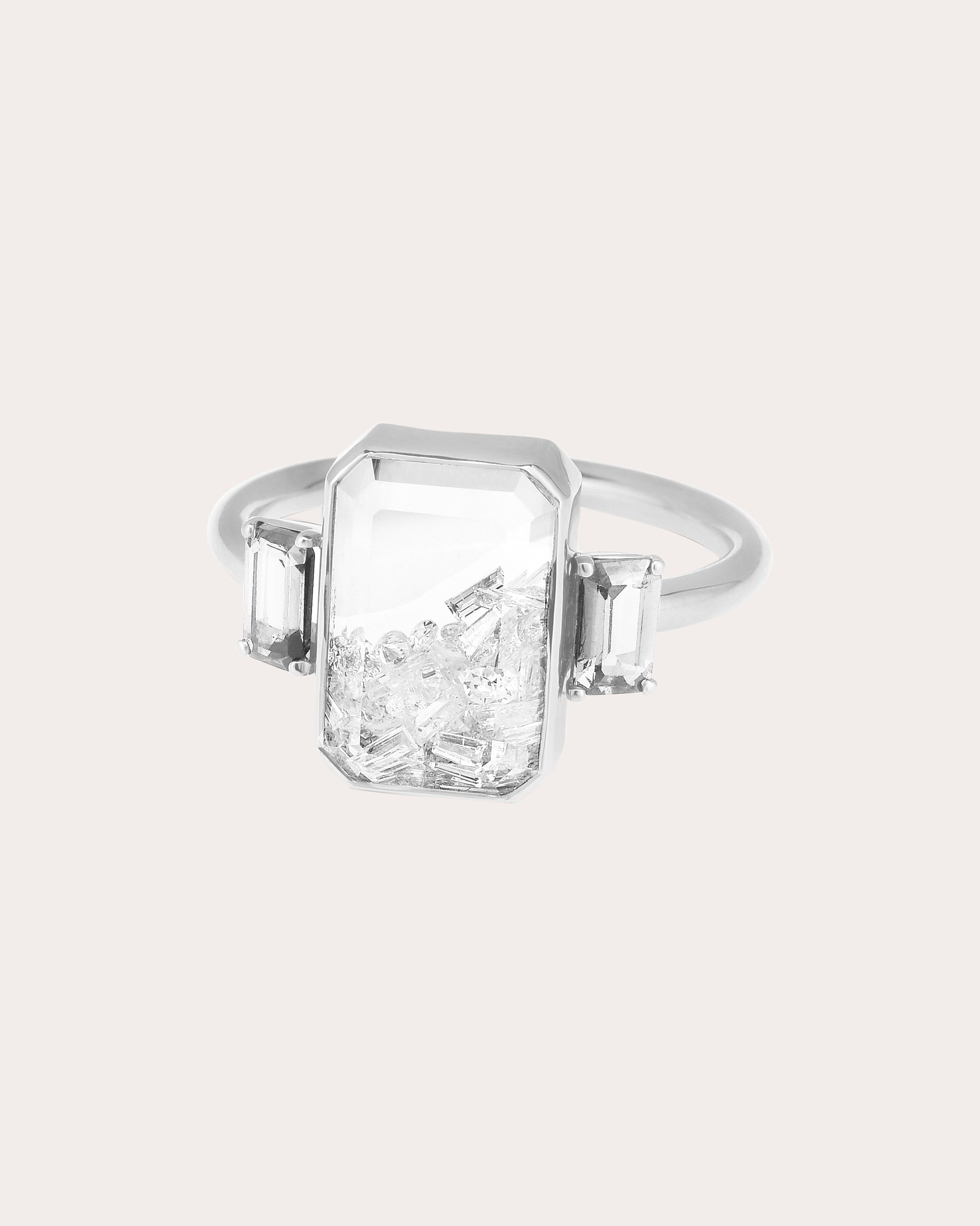 18K Gold Crystal and Diamond Shaker Ring