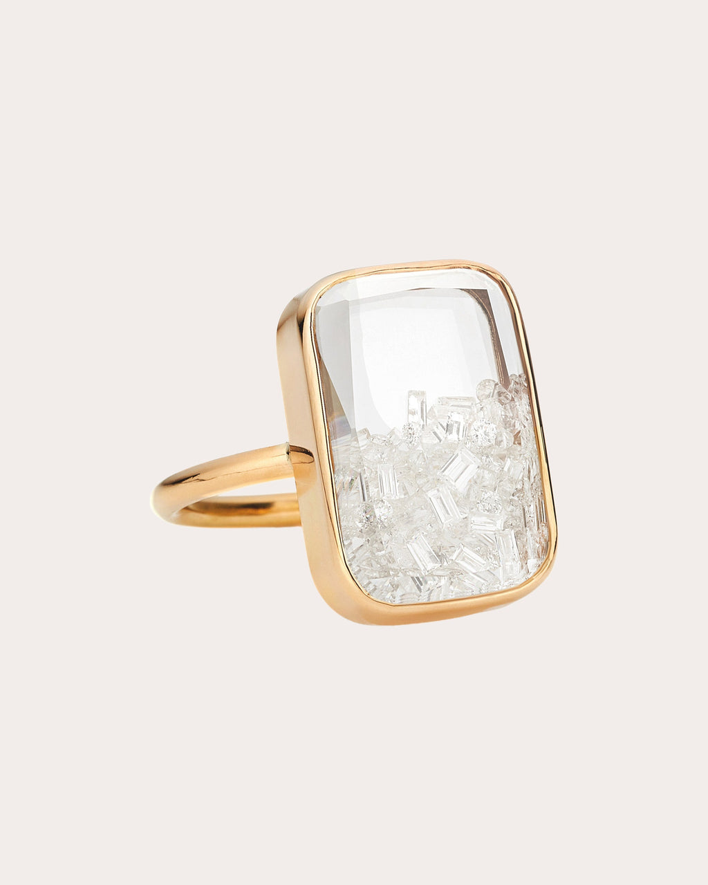 Ten Fourteen 18K Gold Crystal and Diamond Shaker Ring