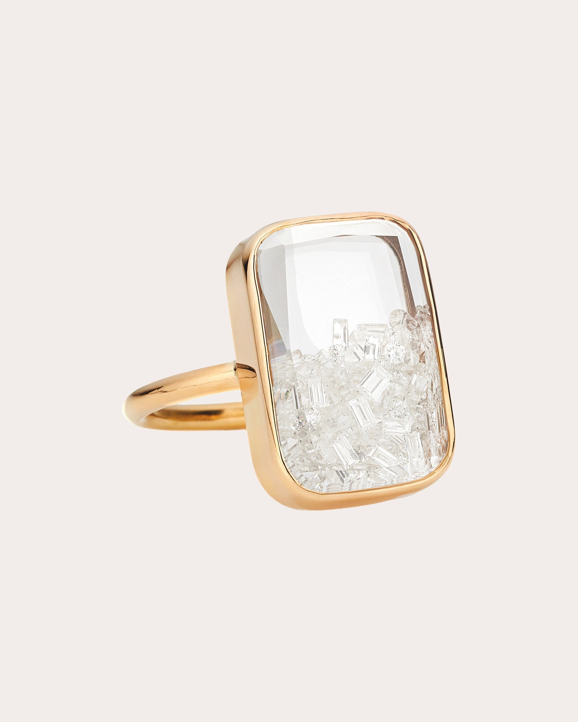 Ten Fourteen 18K Gold Crystal and Diamond Shaker Ring