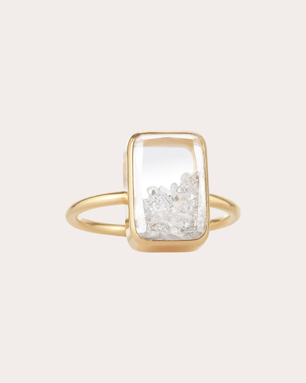 Petite Ten Fourteen 18K Gold Crystal and Diamond Shaker Ring