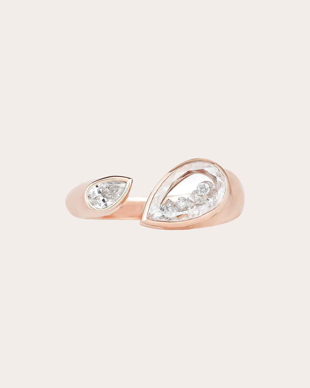 Plural 18K Gold Crystal and Diamond Shaker Ring