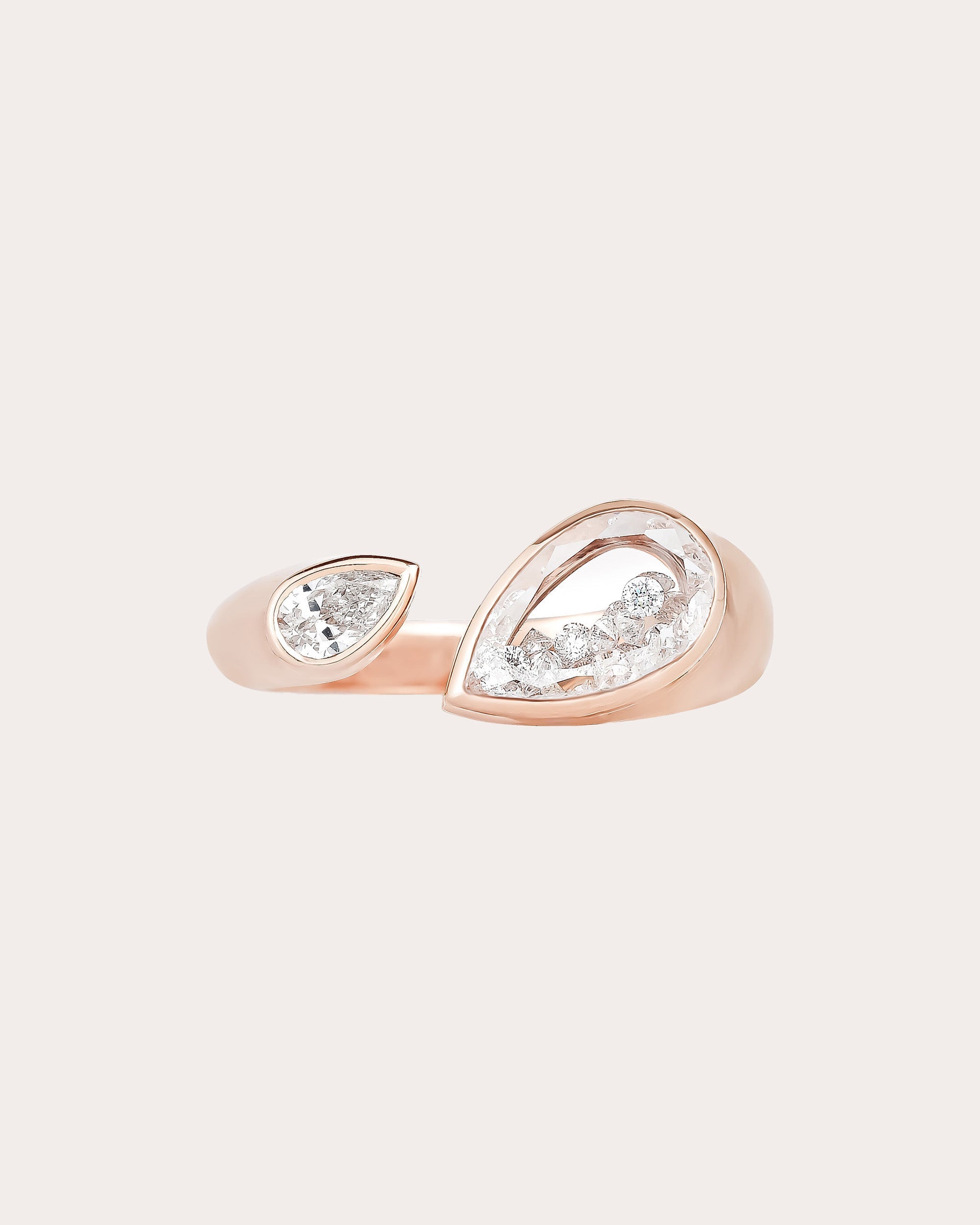 Plural 18K Gold Crystal and Diamond Shaker Ring