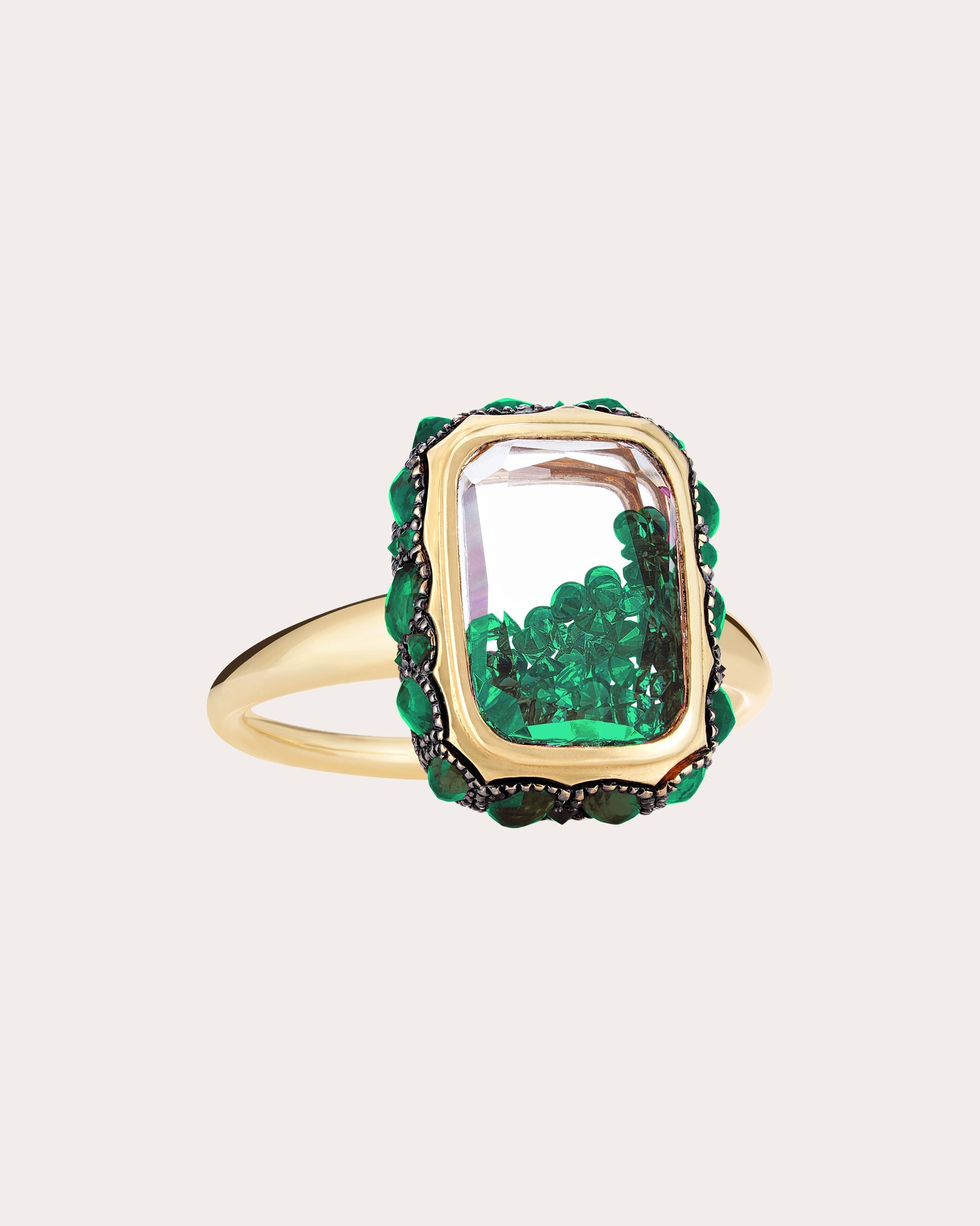 Ten Fourteen Antique 18K Gold Emerald Shaker Ring