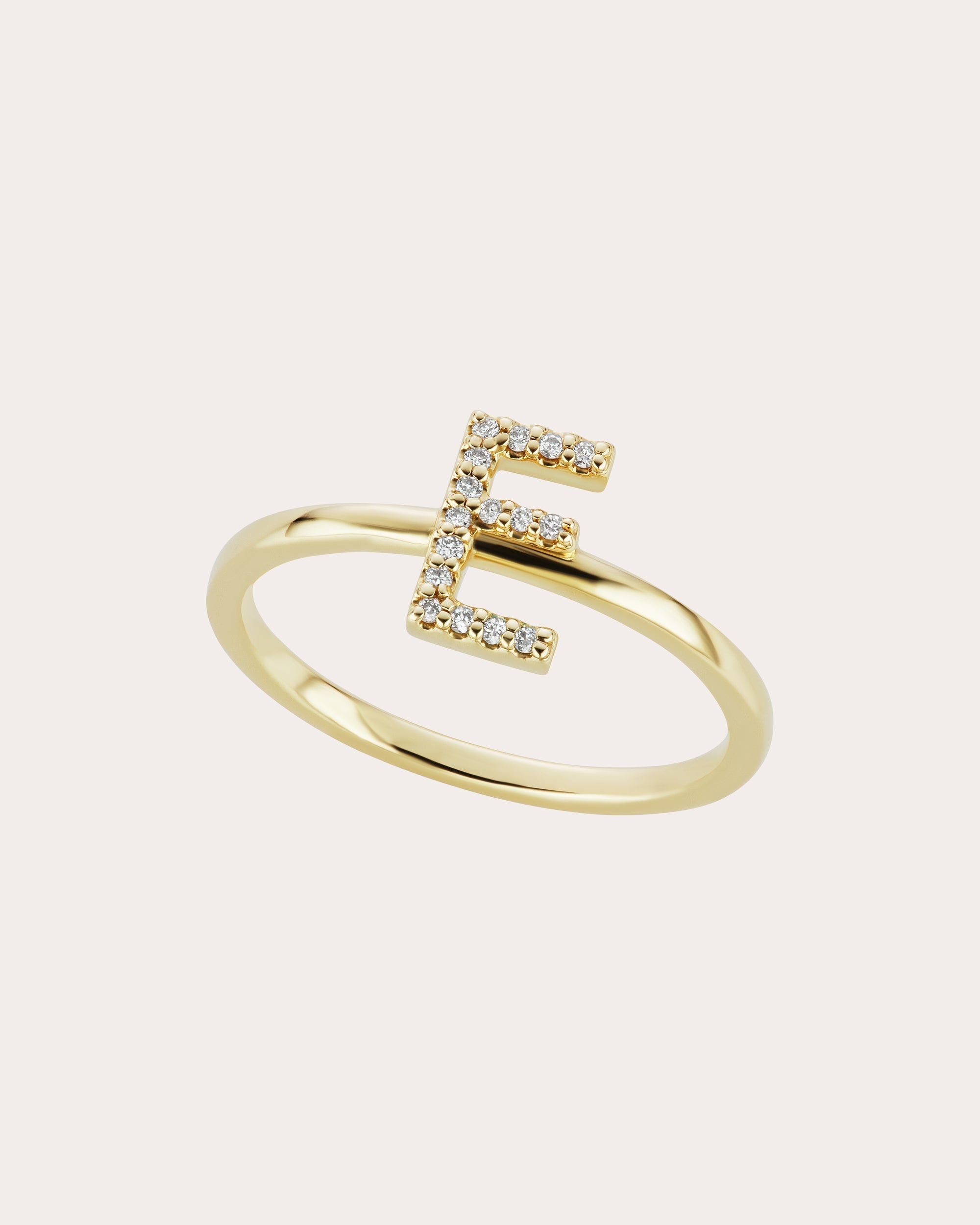 14K Gold Diamond Initial Ring