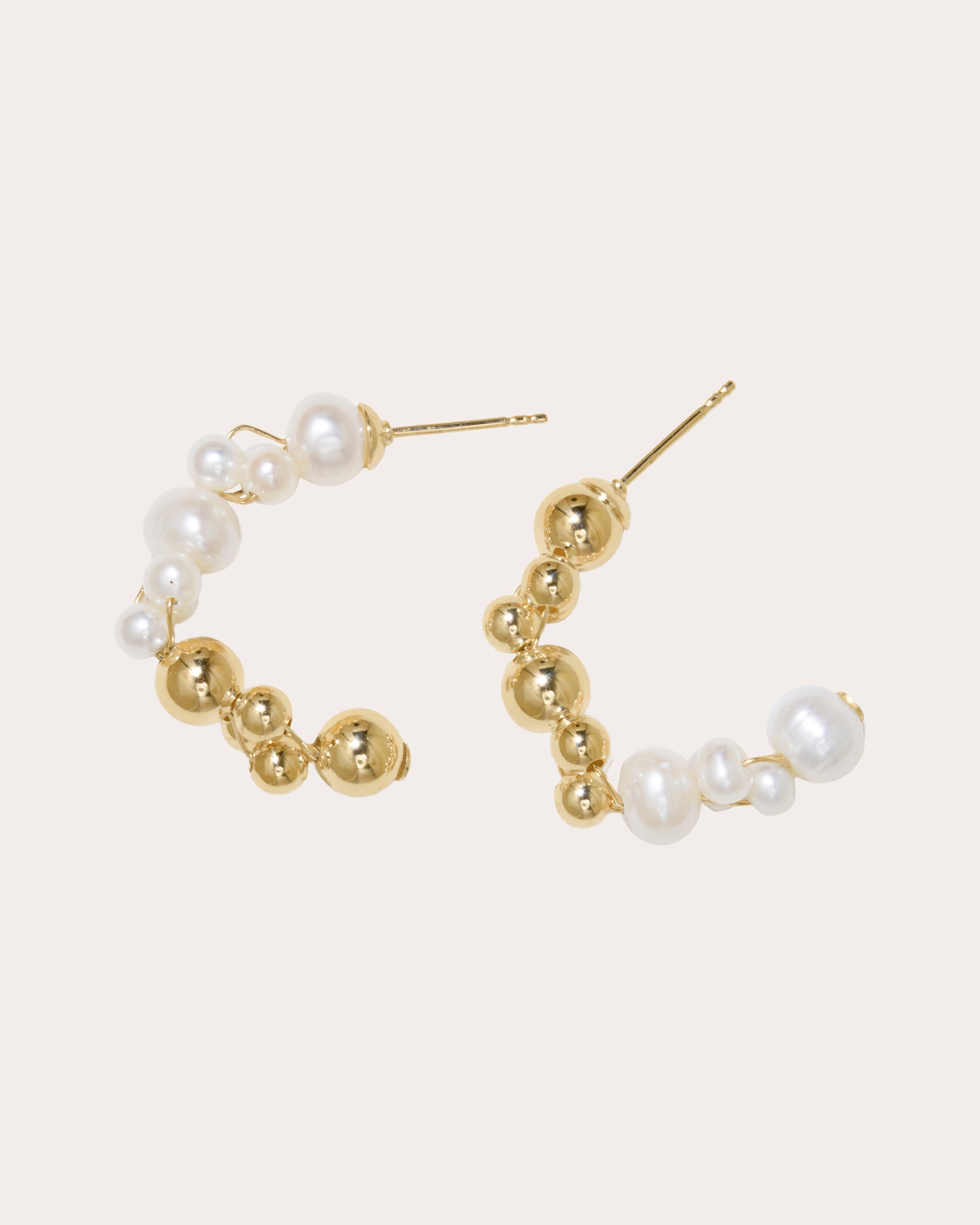 18K Gold-Vermeil and Freshwater Pearl Hoop Earrings