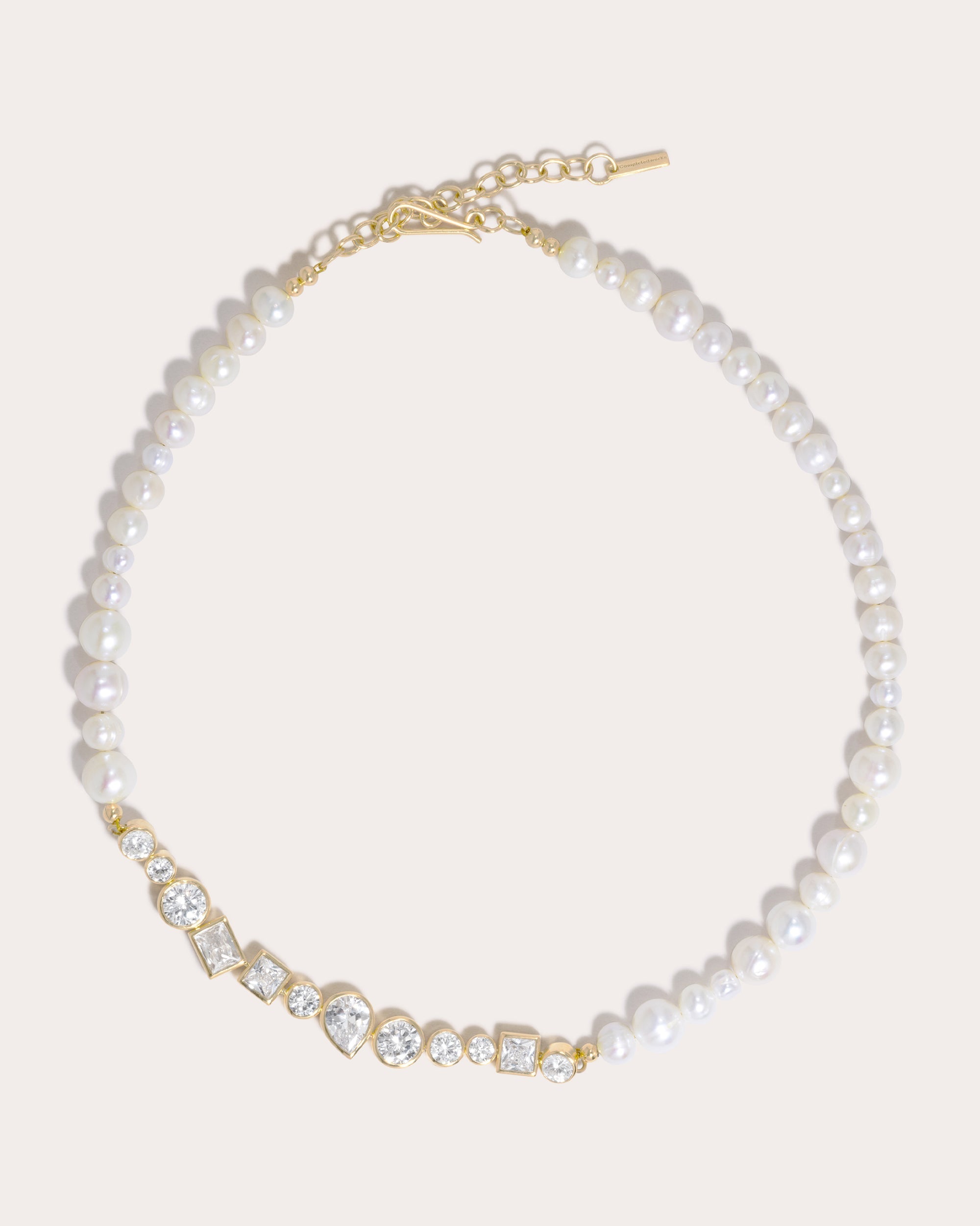 18K Gold-Plated Silver Freshwater Pearl and Cubic Zirconia Necklace