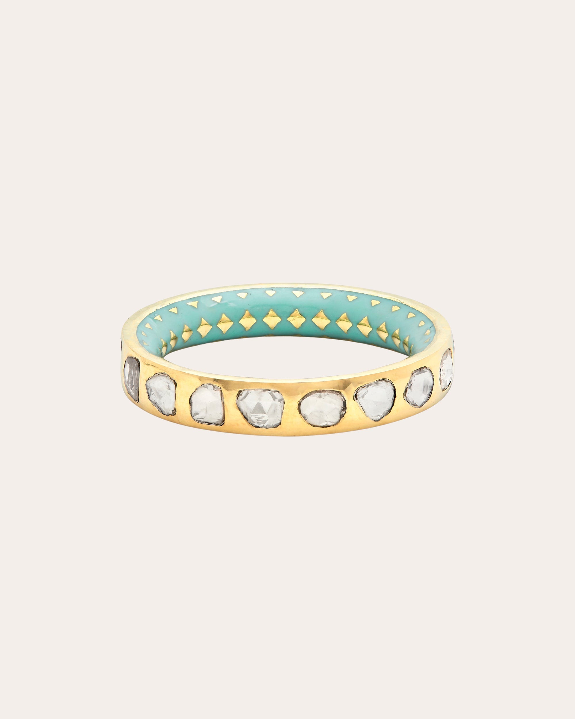 Kundan Diamond & 18k Gold Enamel Ring