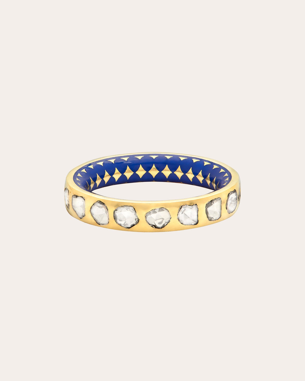 Kundan Diamond & 18k Gold Enamel Ring