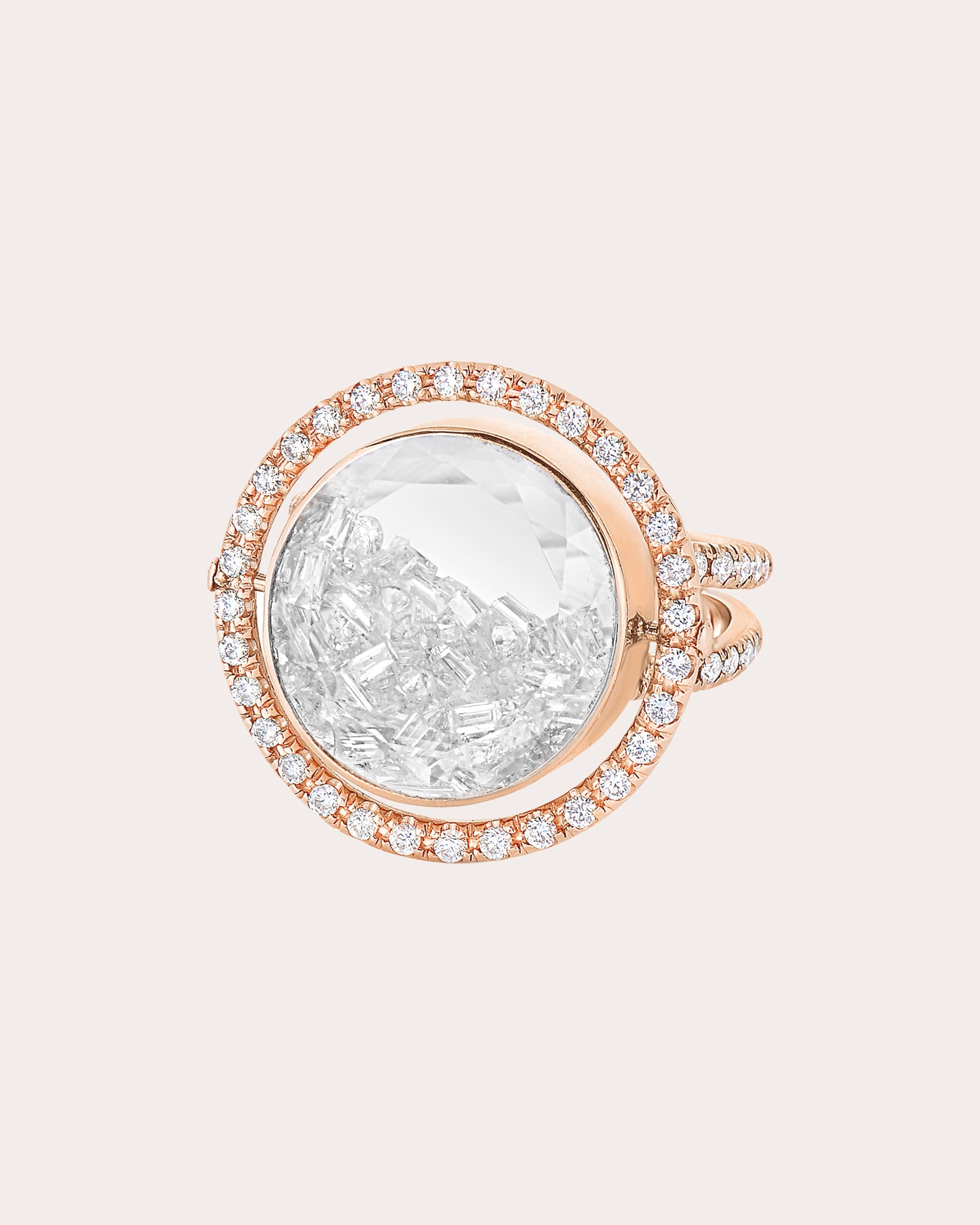 Halo 15 18K Gold Crystal and Diamond Shaker Ring