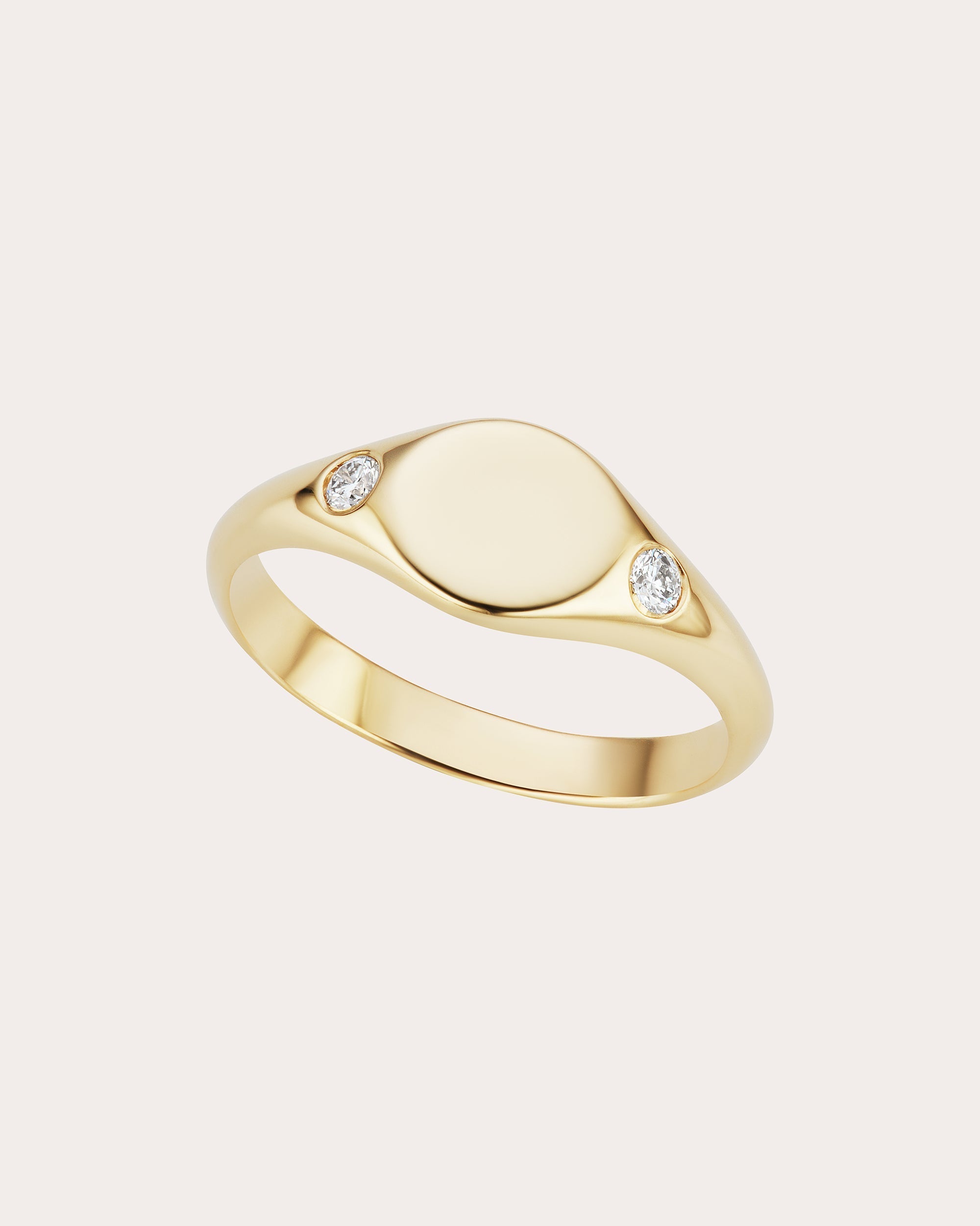 Petite 14K Gold Diamond Signet Ring