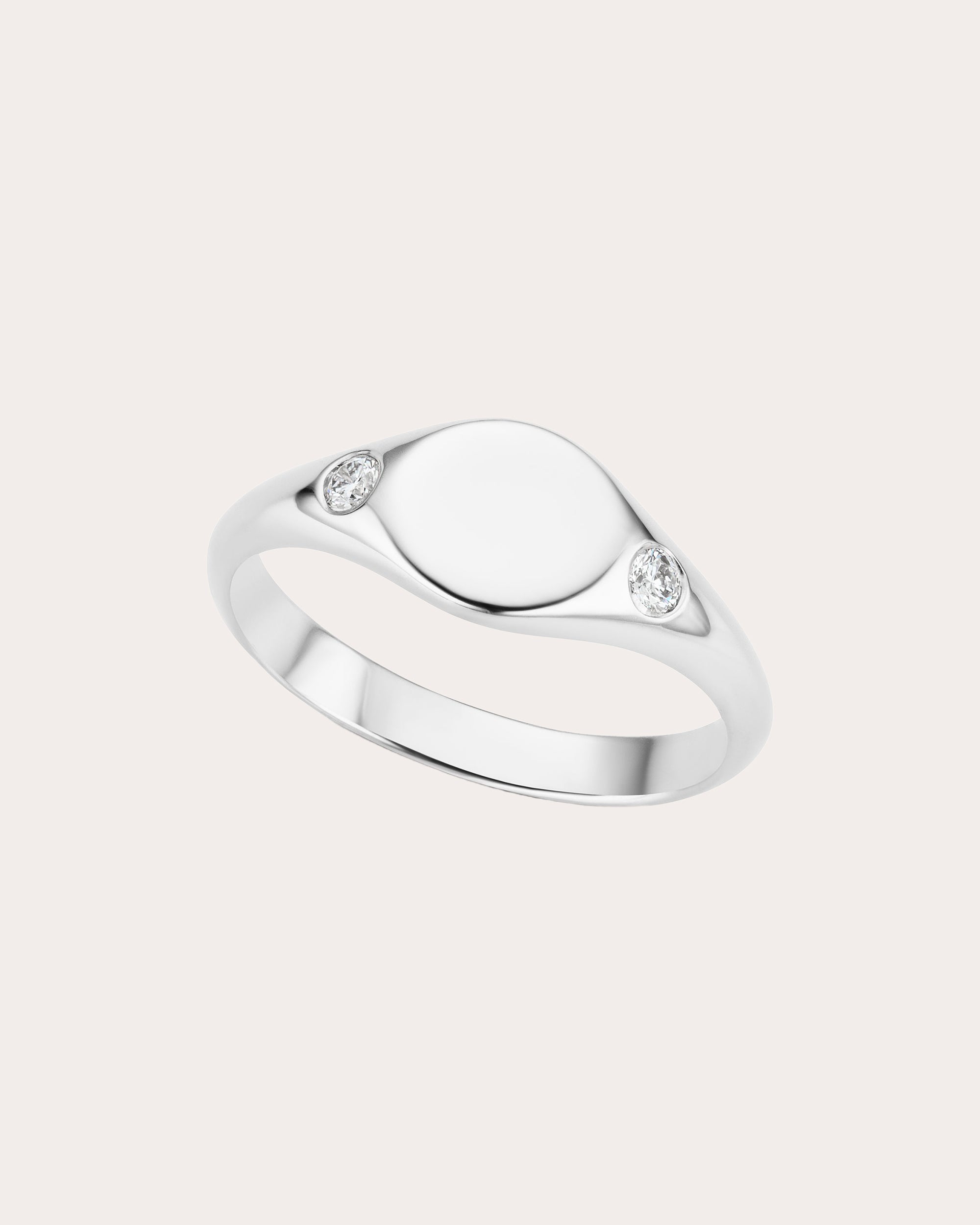 Petite 14K Gold Diamond Signet Ring