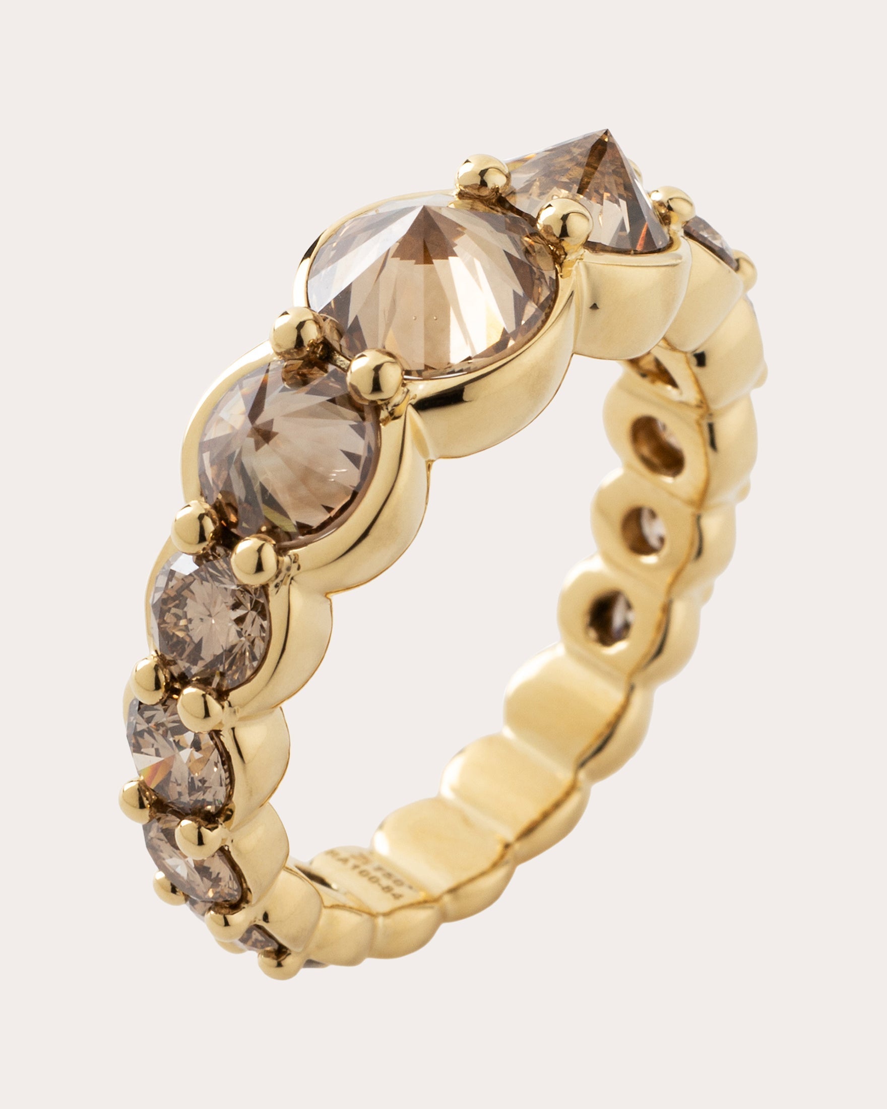18K Gold Brown Diamond Pointed Band Ring
