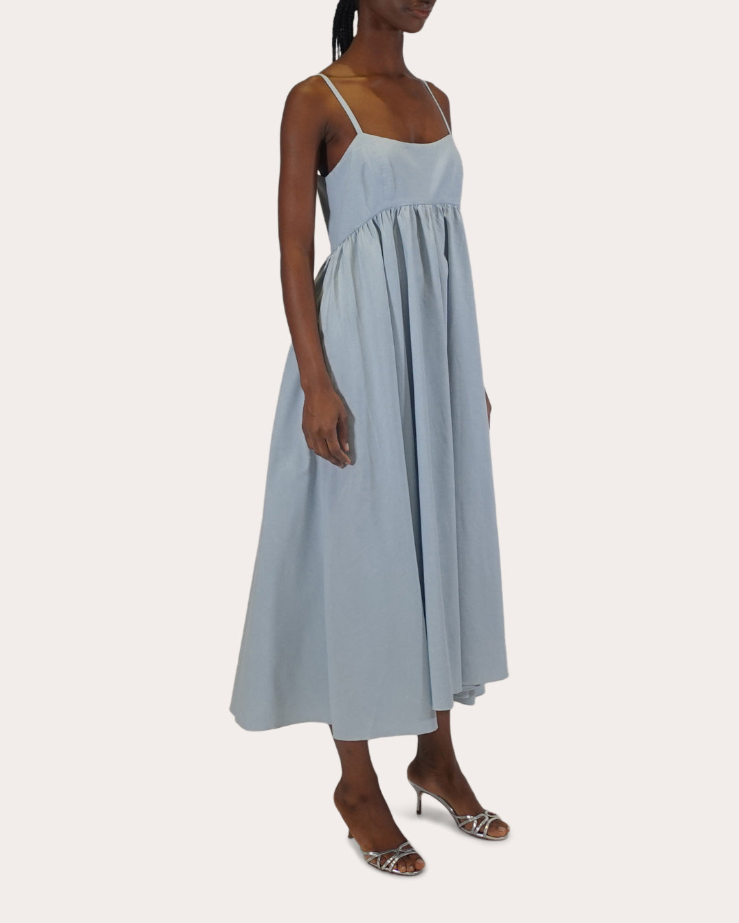 Rachel Gathered Waist Chambray Midi Dress