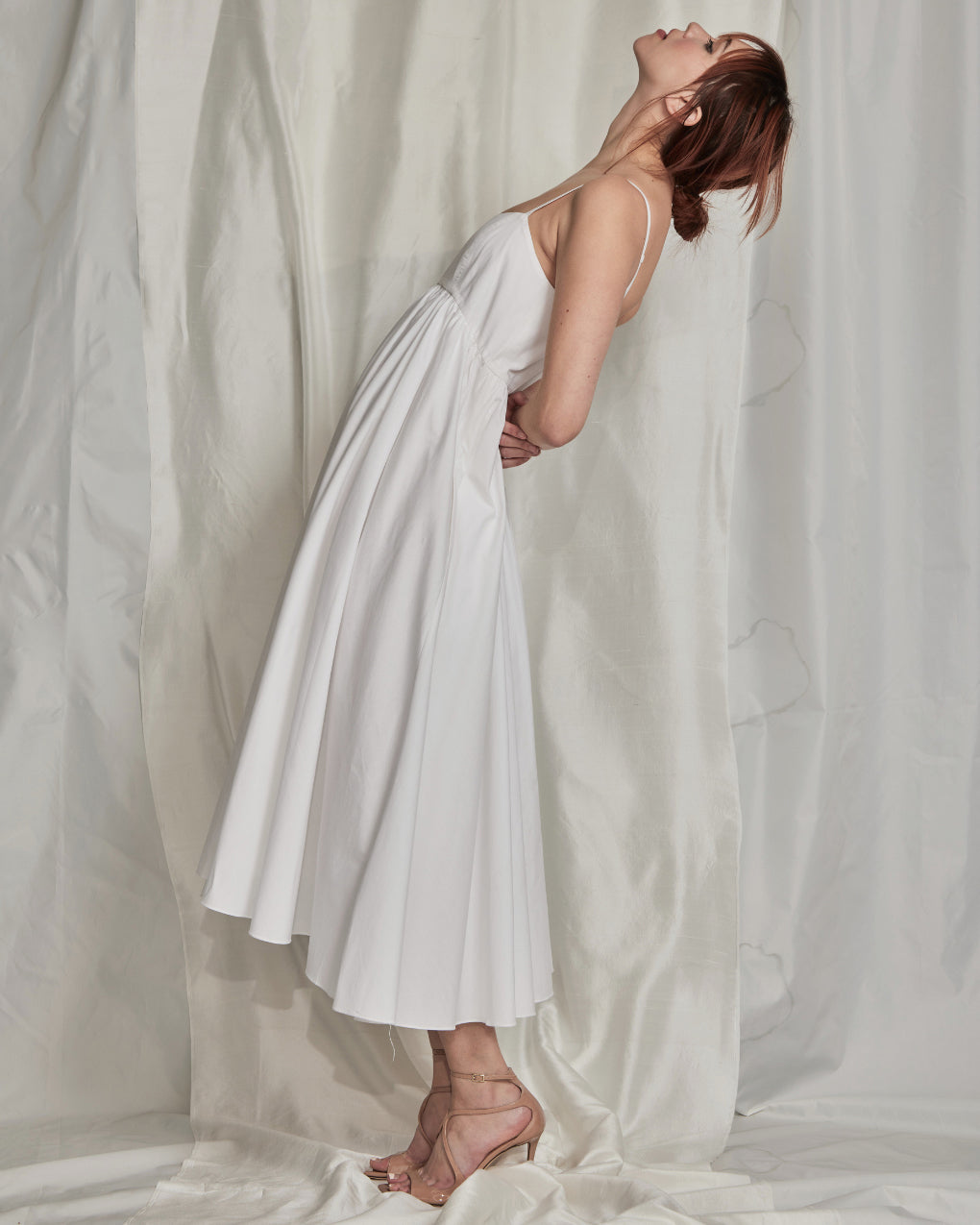 Rachel Gathered-Waist Cotton Midi Dress