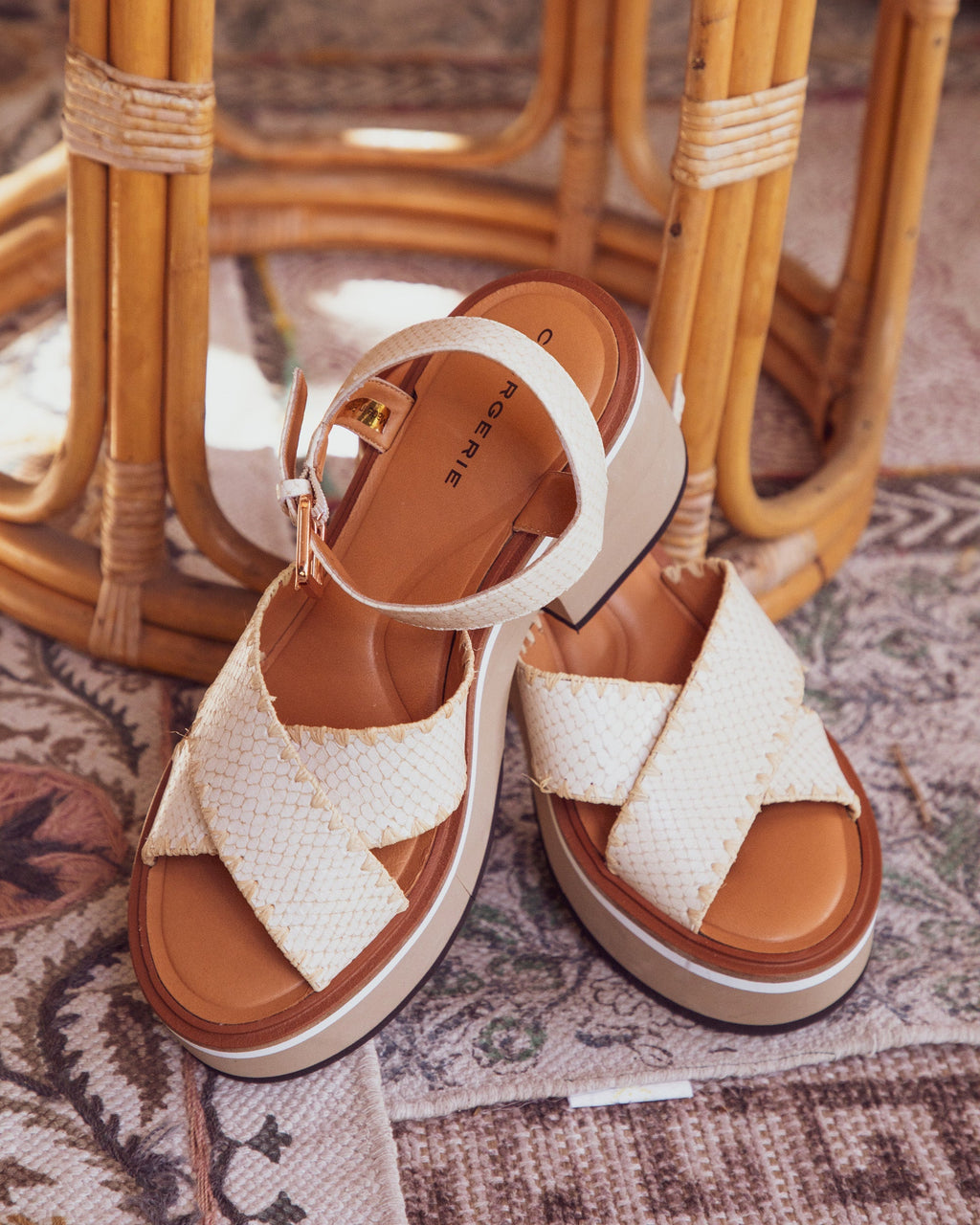 Charline Embossed-Leather Platform Sandal