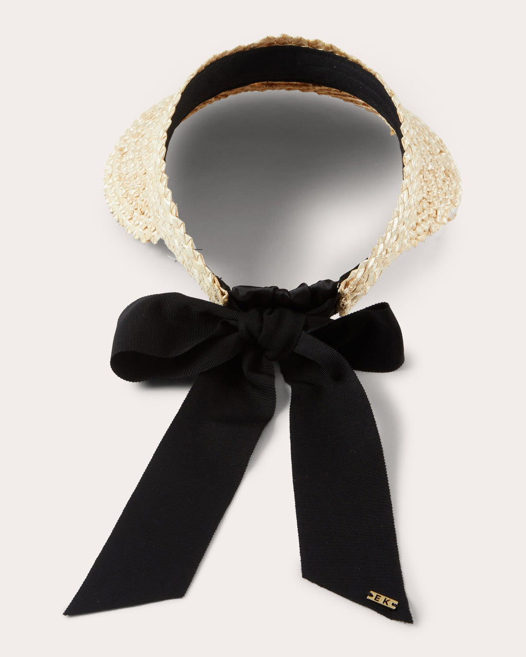 Ricky Grosgrain-Trimmed Straw Visor