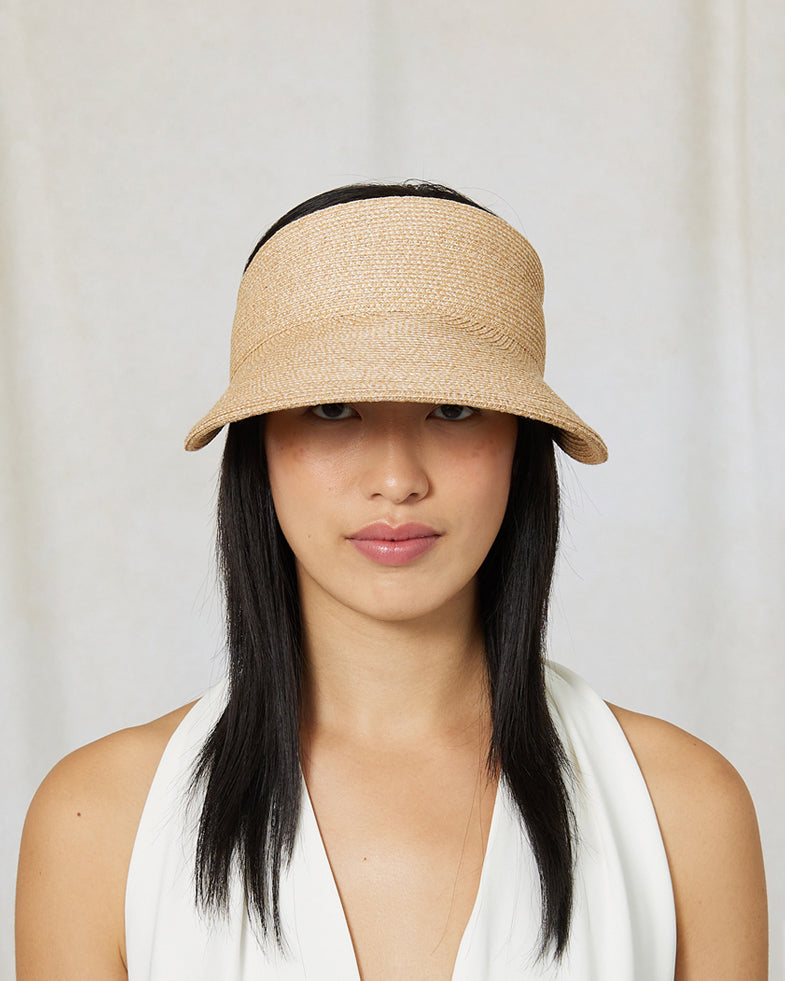 Ricky Ribbon-Trimmed Hemp-Blend Visor