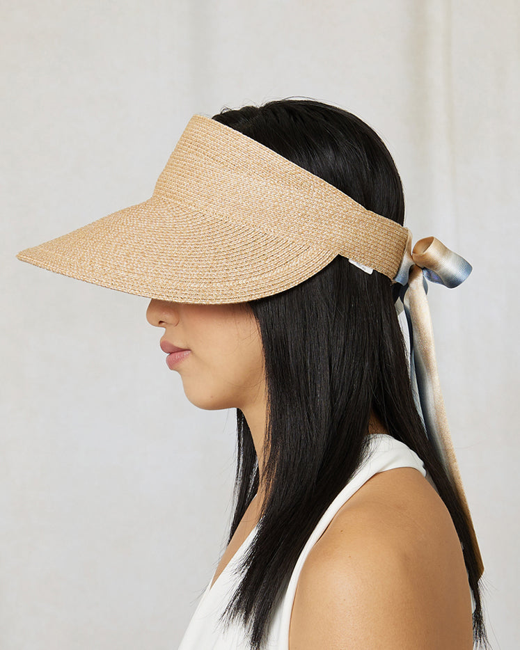 Ricky Ribbon-Trimmed Hemp-Blend Visor