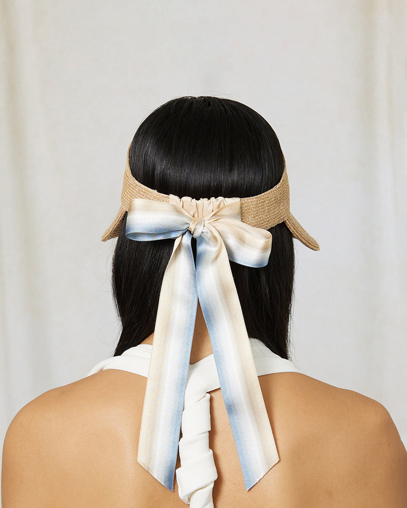 Ricky Ribbon-Trimmed Hemp-Blend Visor