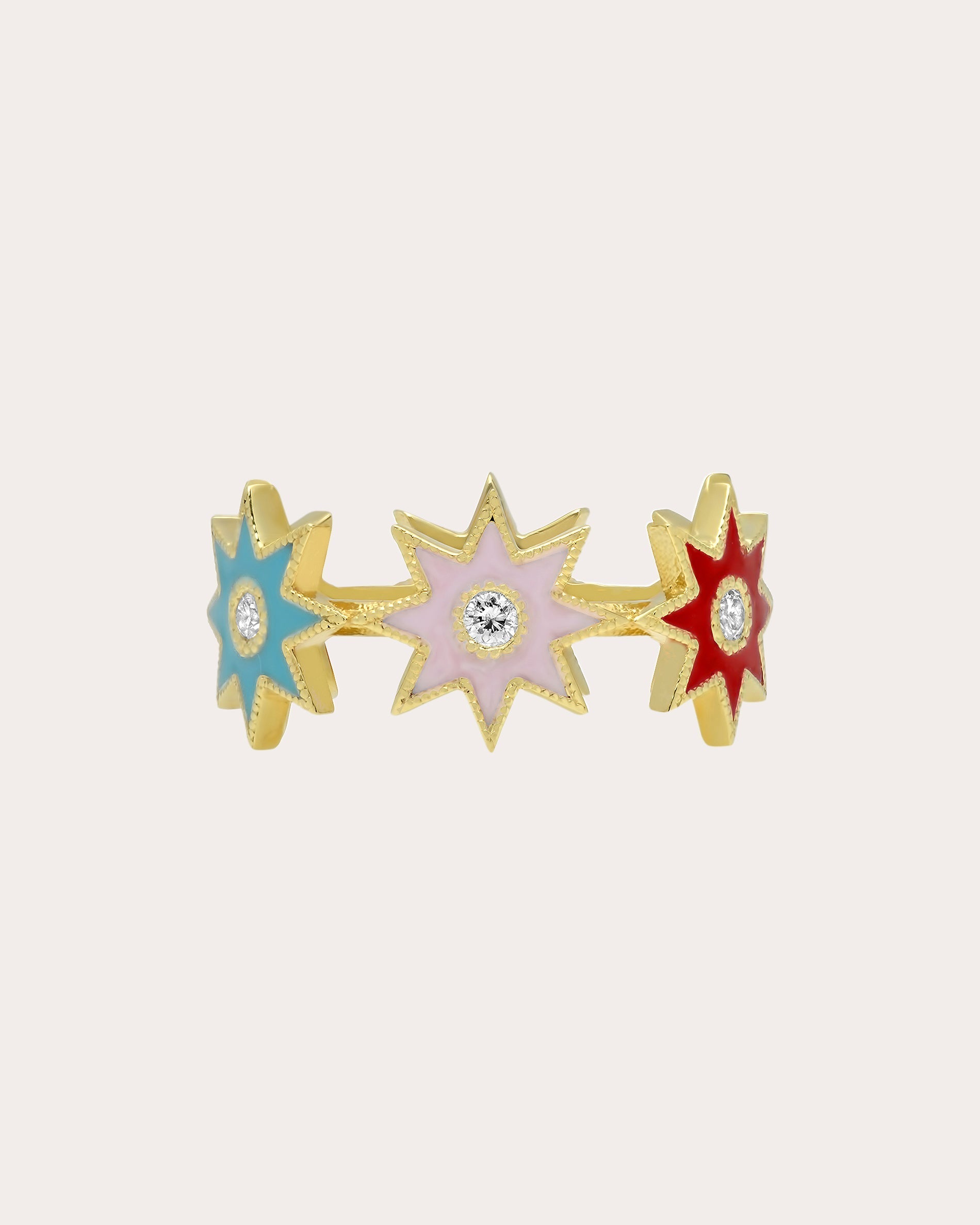 18K Gold Enamel and Diamond Twinkle Star Ring