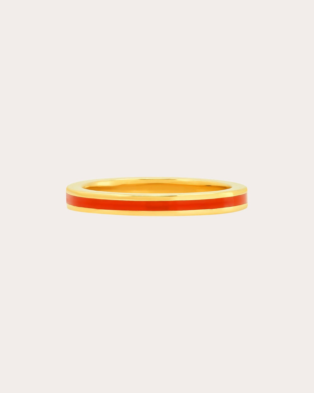 18K Gold Red Enamel Band Ring