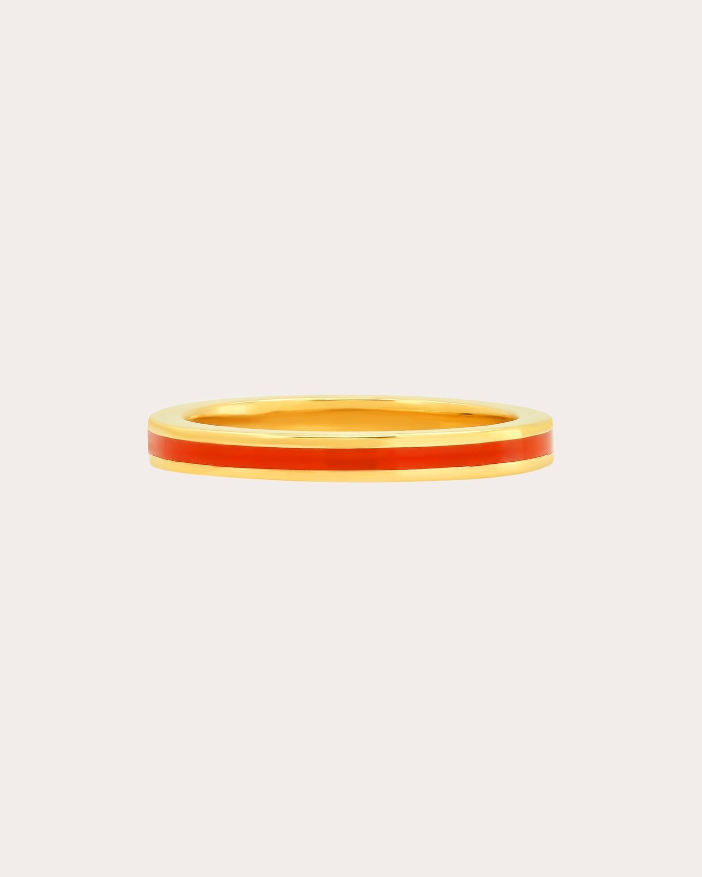 18K Gold Red Enamel Band Ring