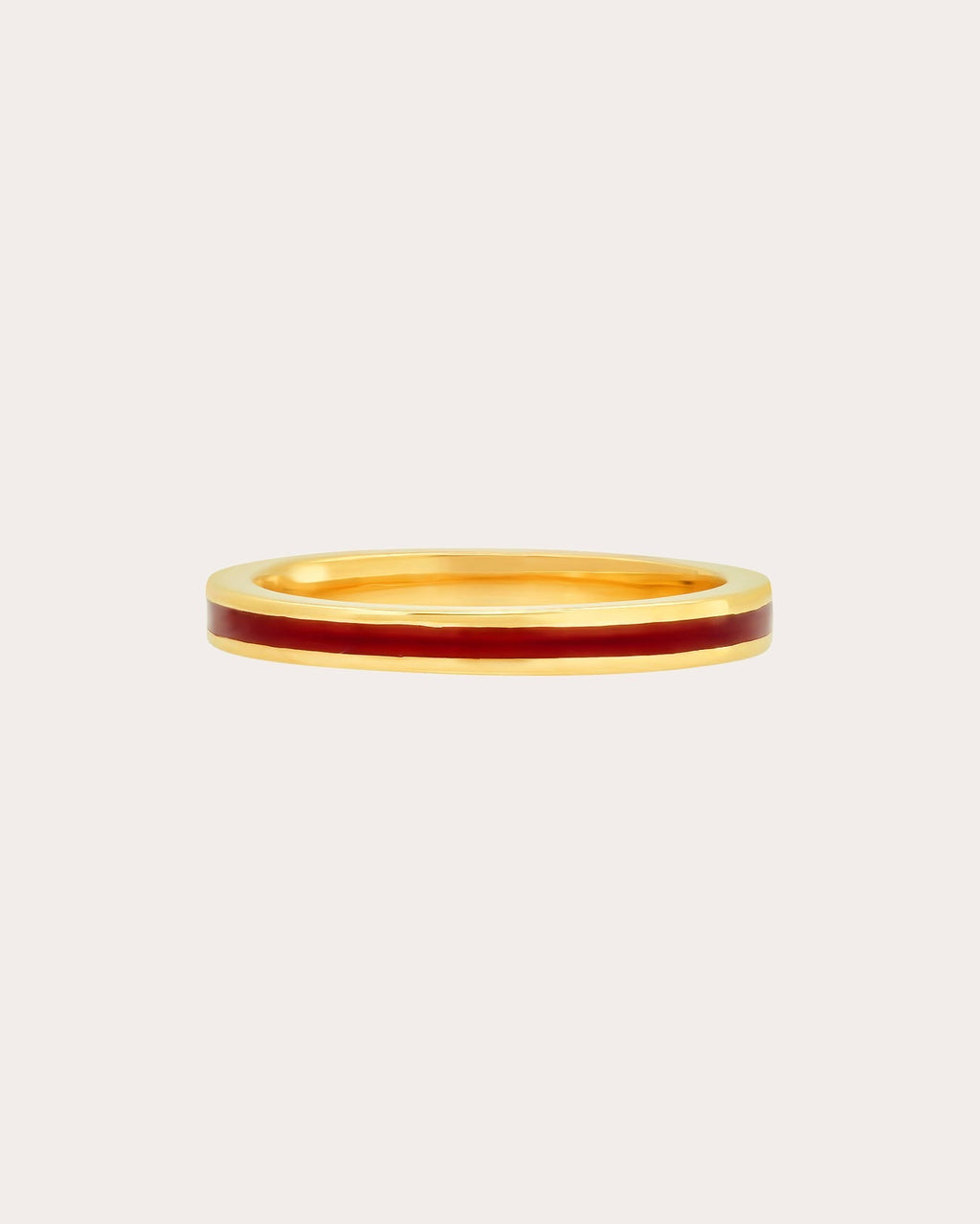 18K Gold Burgundy Enamel Band Ring