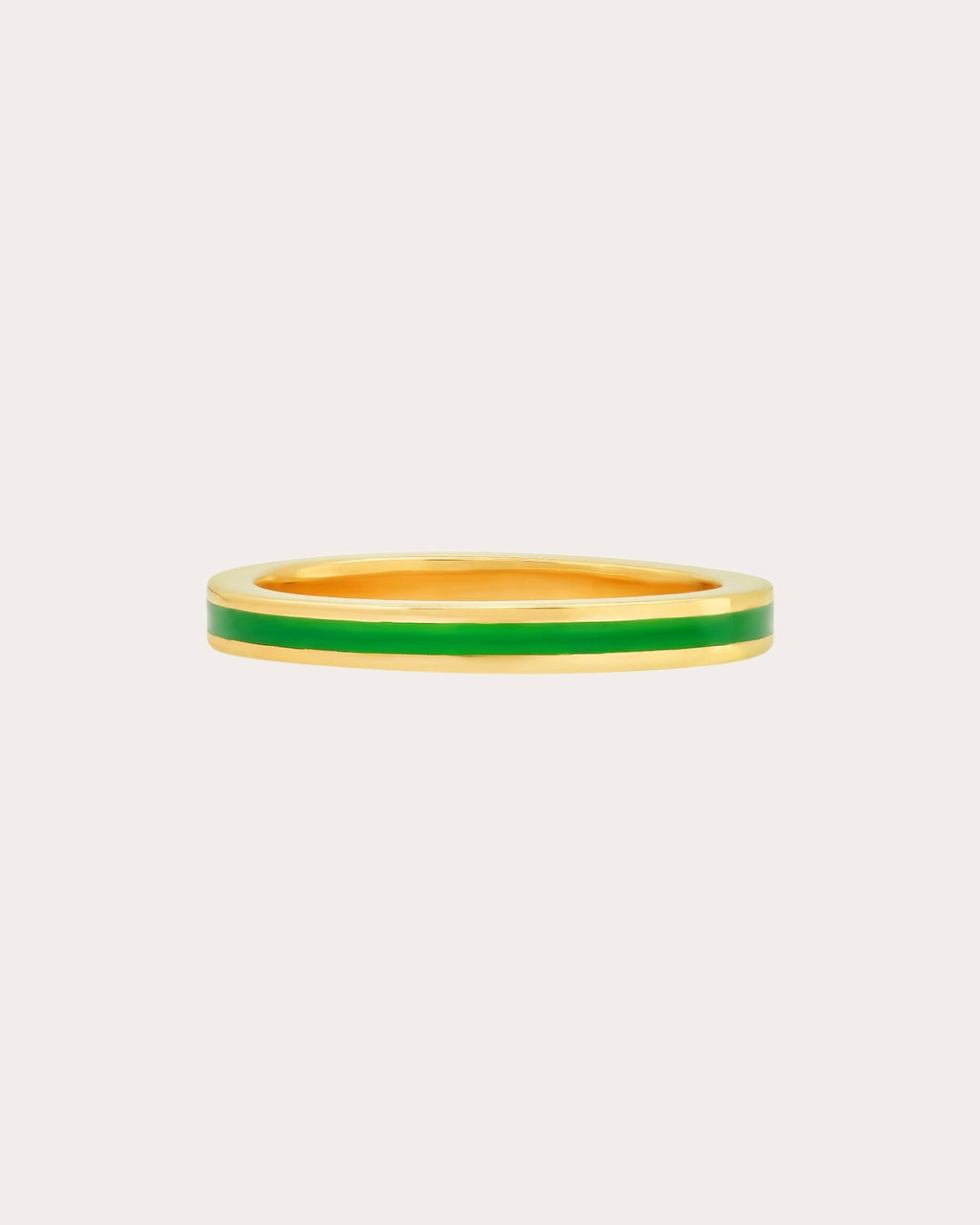 18K Gold Green Enamel Band Ring