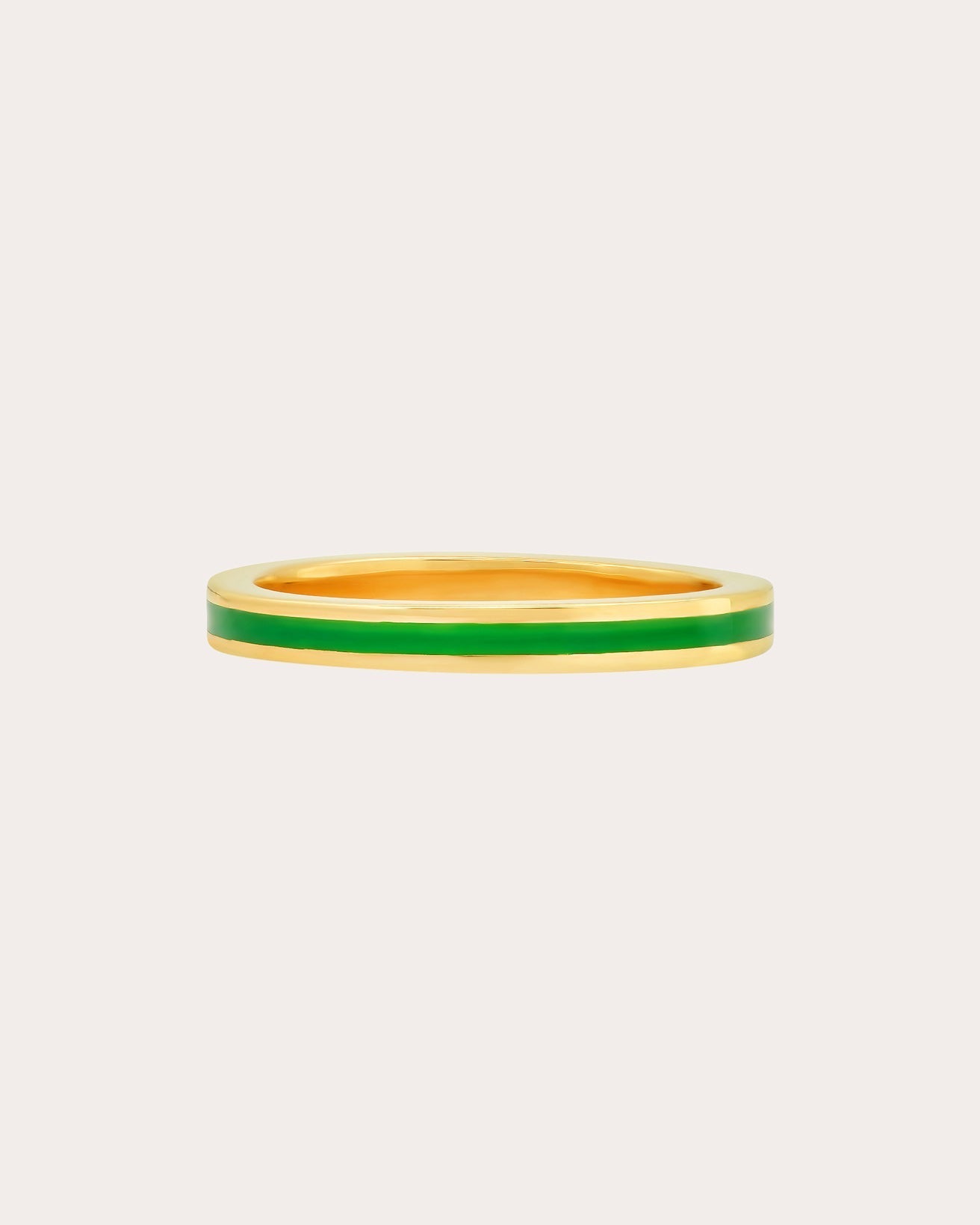 18K Gold Green Enamel Band Ring