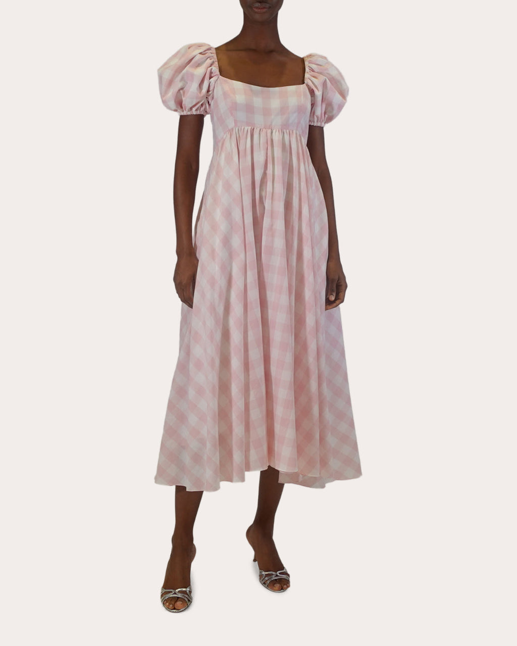 Rory Asymmetric Gingham-Print Cotton Midi Dress