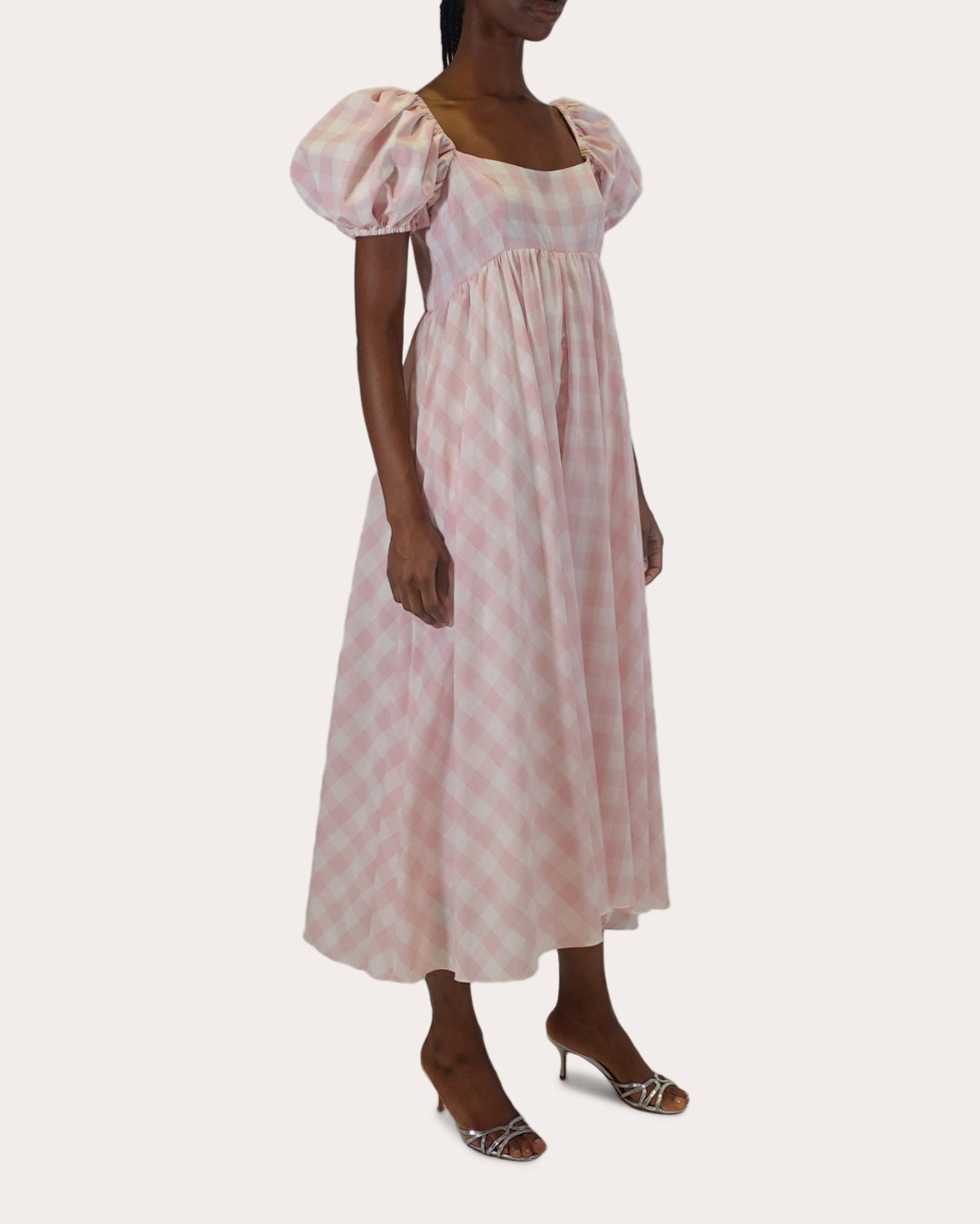 Rory Asymmetric Gingham-Print Cotton Midi Dress