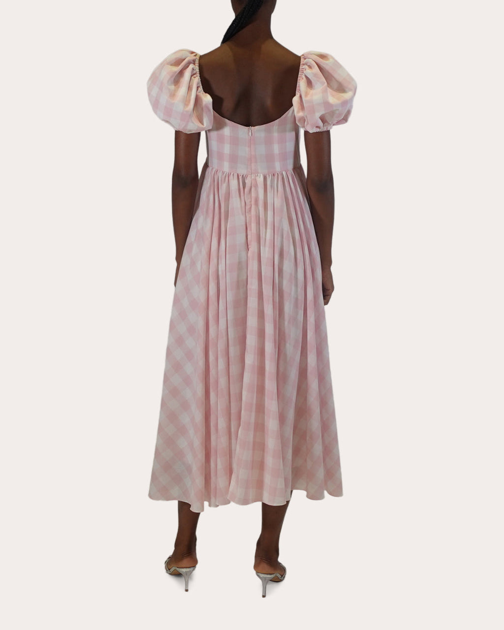 Rory Asymmetric Gingham-Print Cotton Midi Dress