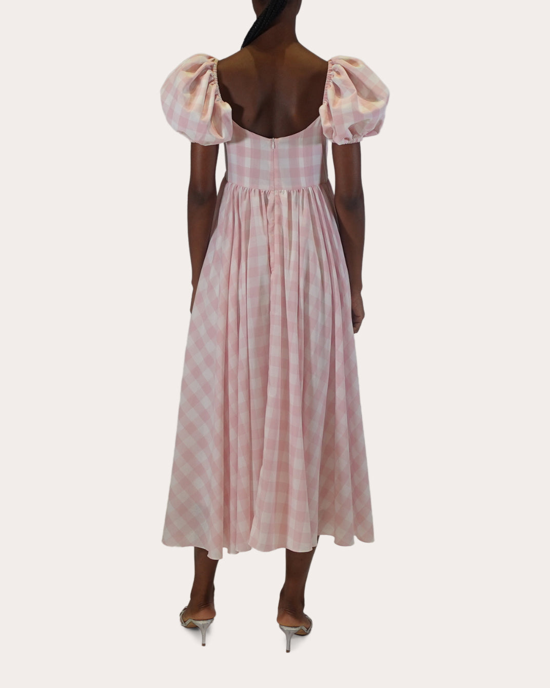 Rory Asymmetric Gingham-Print Cotton Midi Dress
