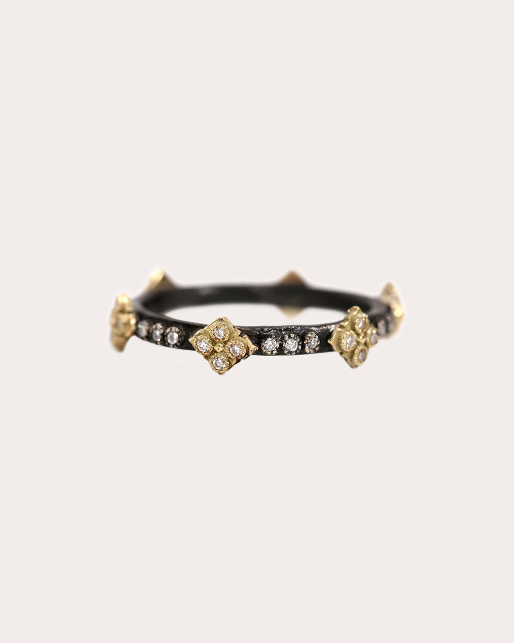 18K Gold Blackened Sterling Silver and Diamond Crivelli Ring