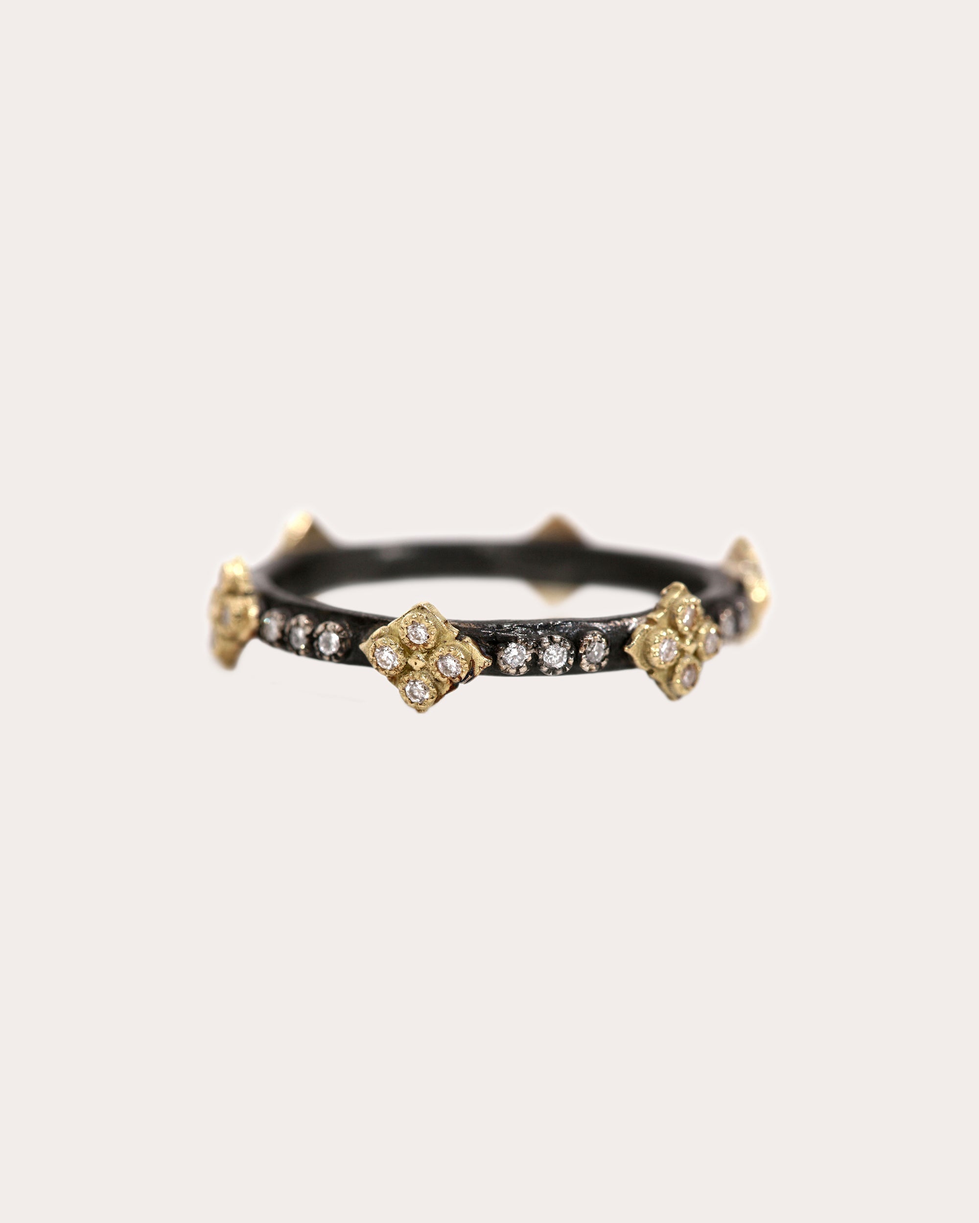18K Gold Blackened Sterling Silver and Diamond Crivelli Ring
