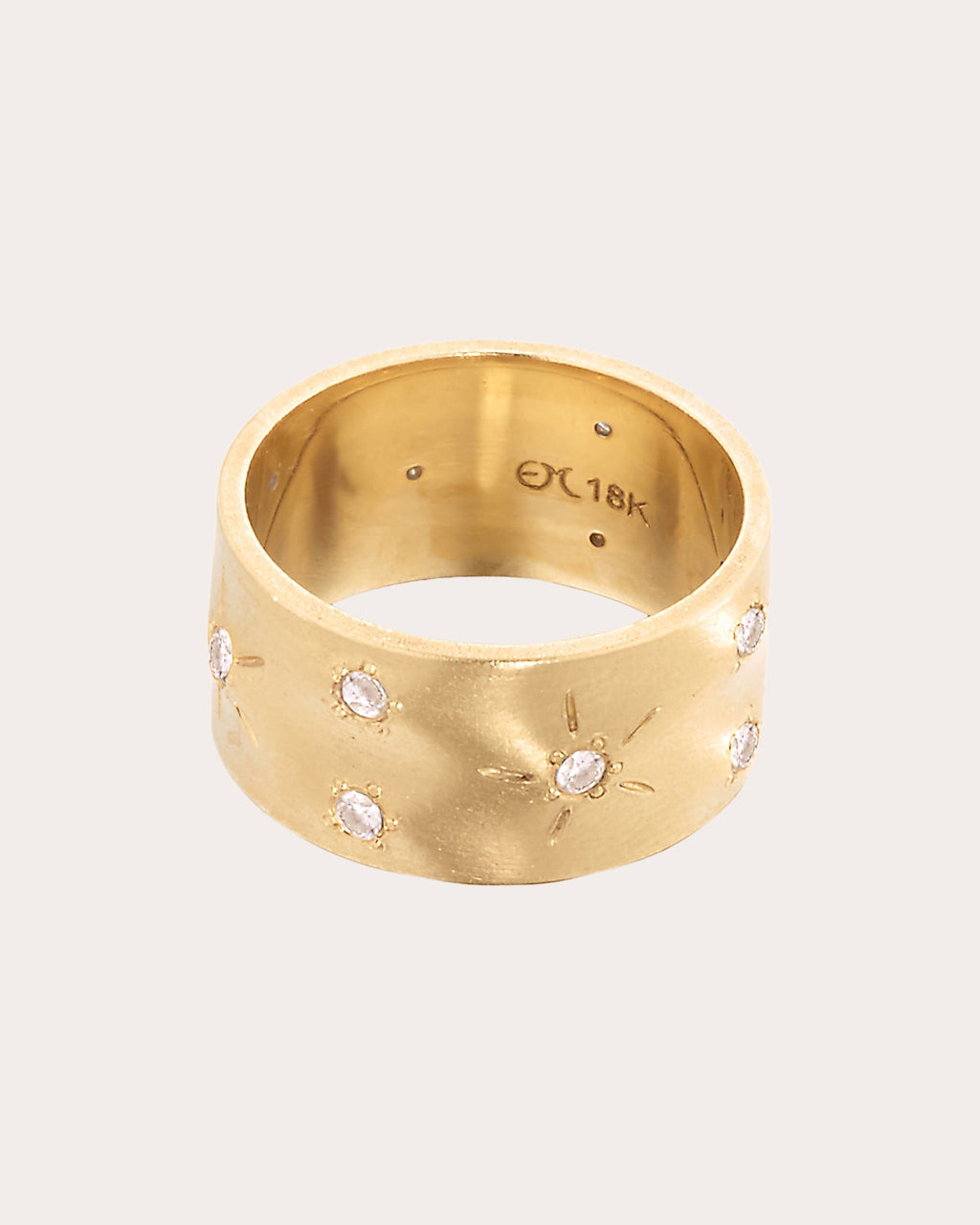 Circle of 5ths 18K Gold Diamond Cigar Band Ring