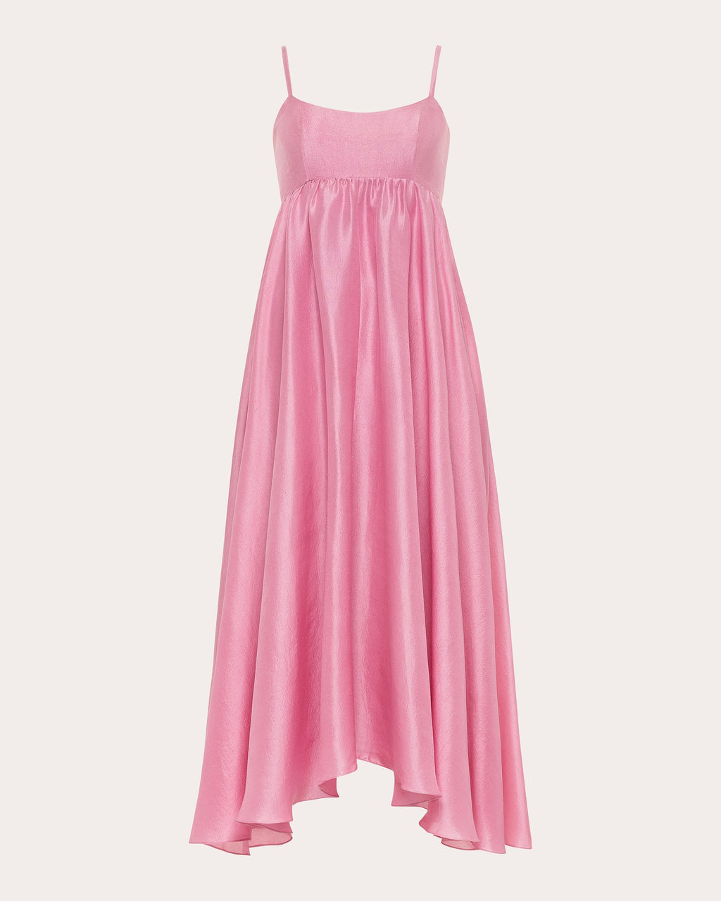 Rachel Gathered-Waist Silk Midi Dress